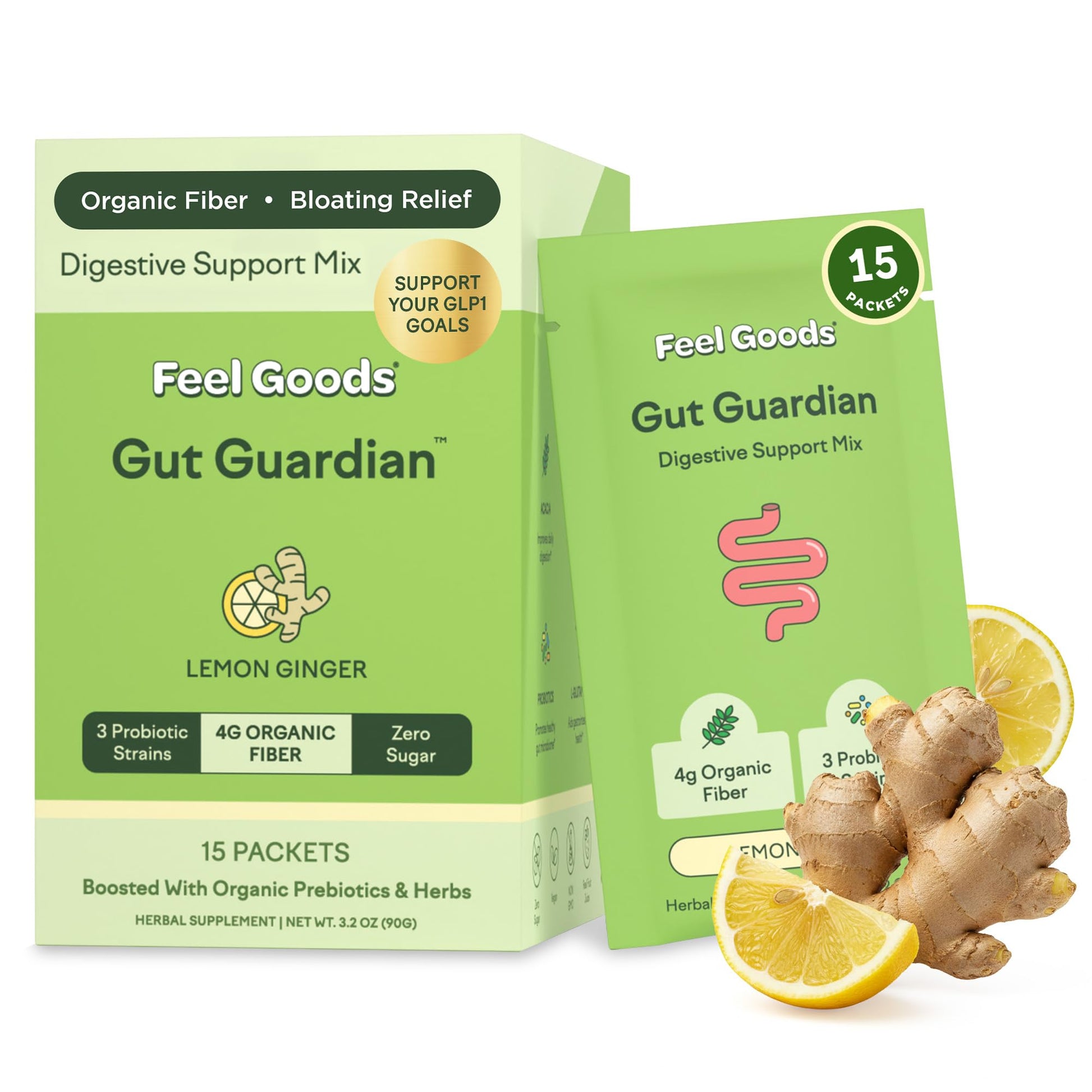Feel Goods Gut Guardian, Gut Health Powder Packets - Probiotic Fiber Powder with Prebiotics & L Glutamine for Digestive Health, Bloating Relief & Digestion Support - Zero Sugar & Organic Flavor Feel GoodsAu supplements