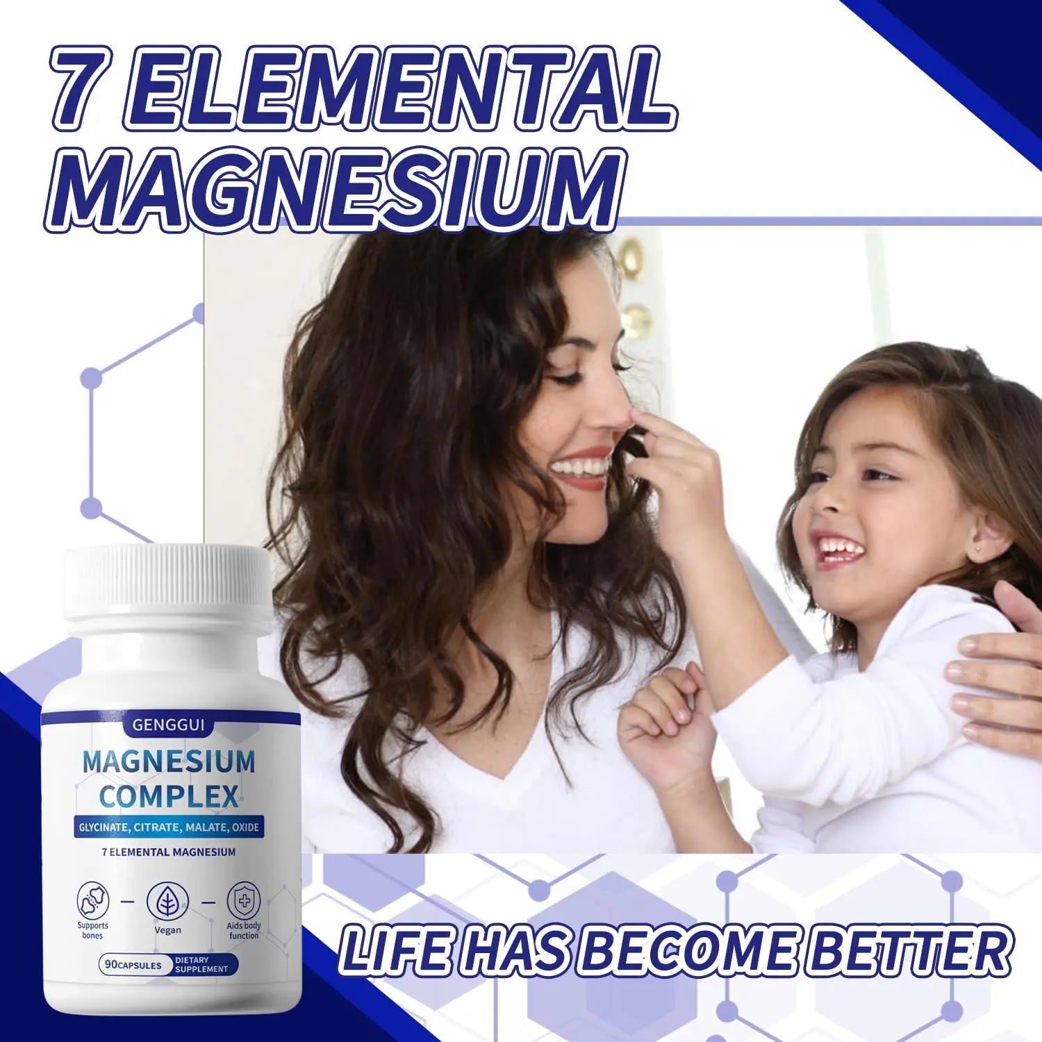 Magnesium Complex 1000mg with 8 Types - Glycinate, Citrate, Malate - Supports Muscle Relaxation, Bone Health, Energy Production & Sleep - High Absorption, Non-GMO, Vegan Capsules, 90 Count (001) ZYGCDZnz supplements