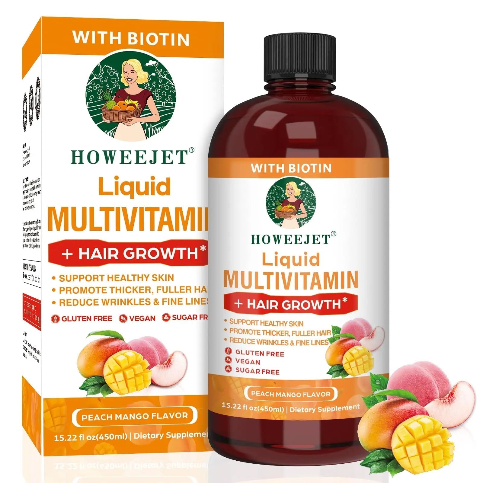 Liquid Multivitamin for Hair Growth | Biotin 10000mcg | Hair & Skin Support Supplement | Clinically Tested for Thicker Hair & Skin Elasticity HOWEEJETAu supplements