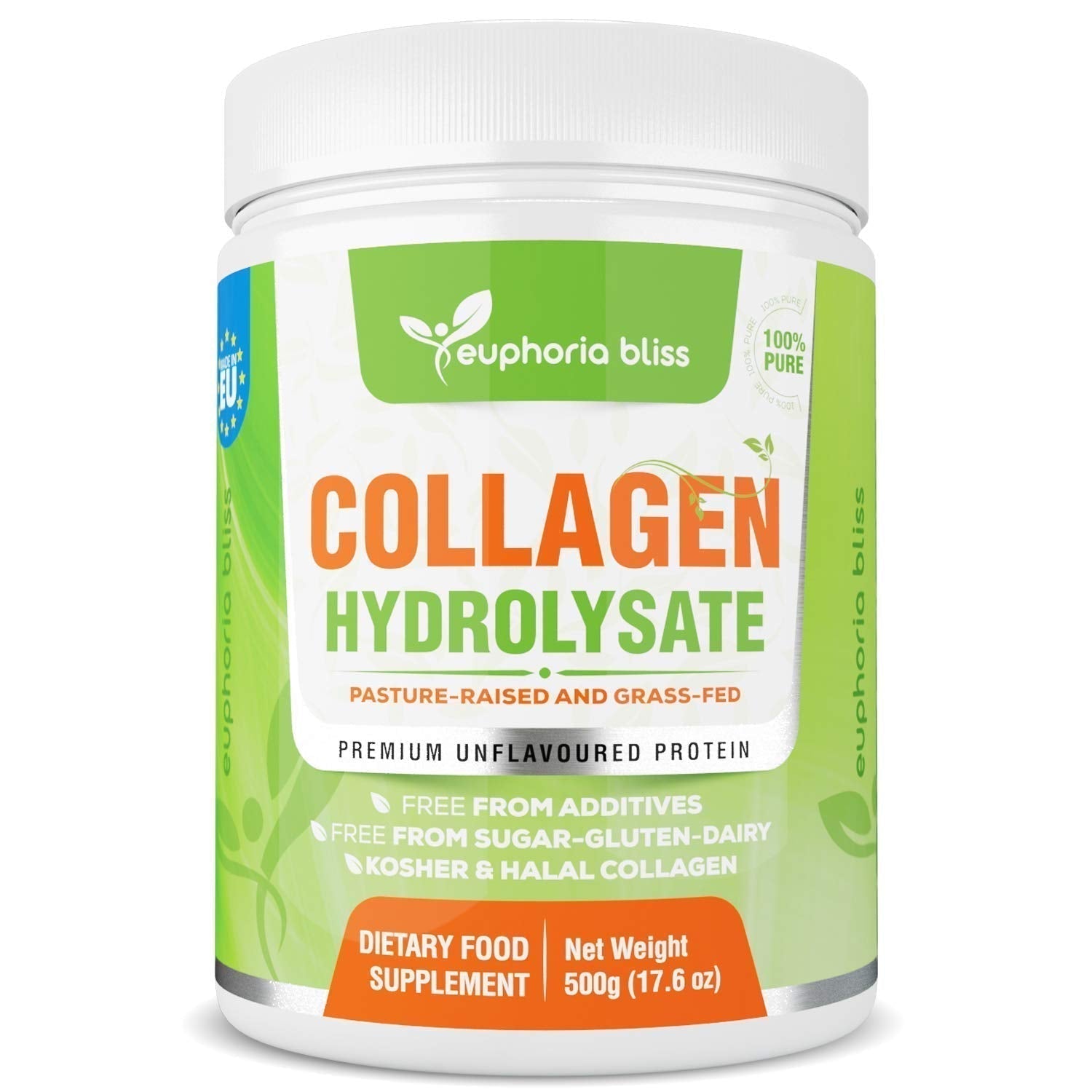 Premium Collagen Powder 500g Unflavoured High Grade Hydrolysed Collagen Joints, Bones, Gut, Wrinkles, Hair, Skin, Nails, Pain, Injury, Sleep, Fitness, Keto Euphoria BlissAu supplements