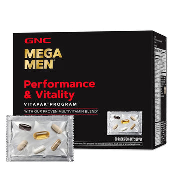 GNC Mega Men Performance and Vitality Vitapak Program, Convenient Complete Nutrition, 5 Products in 1 Packet, Circulation GNCAu supplements