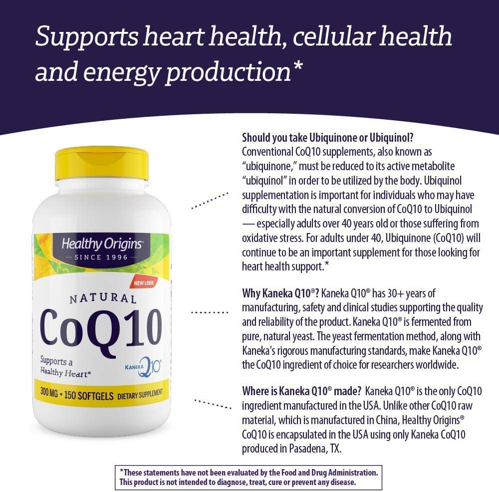 Healthy Origins CoQ10 (Kaneka Q10), 300 mg - Heart Health & Energy Supplement Healthy OriginsUS supplements