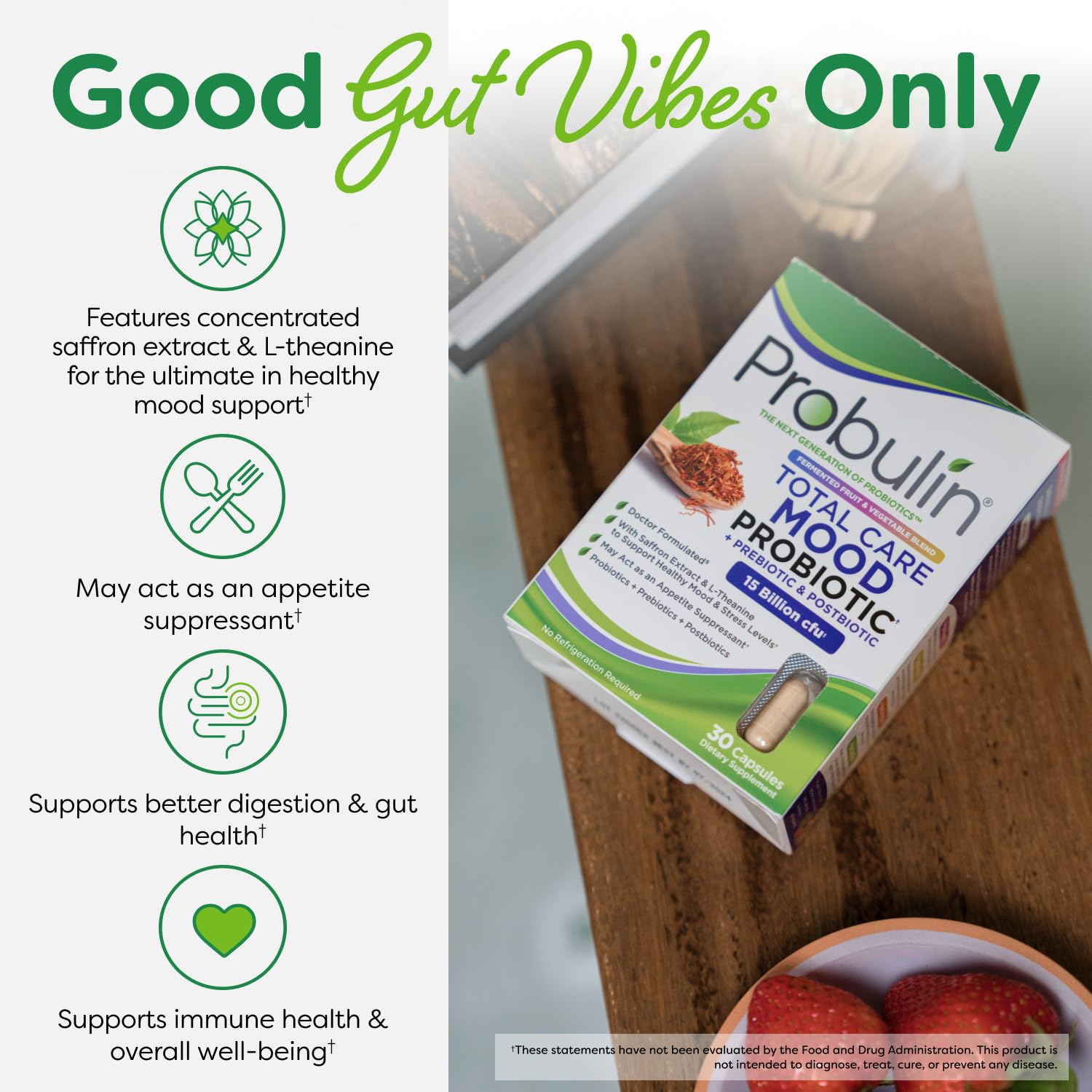 Probulin Mood Probiotics for Women with Saffron, L Theanine, Probiotic, Prebiotic, Postbiotic - Mood Support Supplement & Gut Support - Vegan, Non GMO, 30 Capsules ProbulinAu supplements