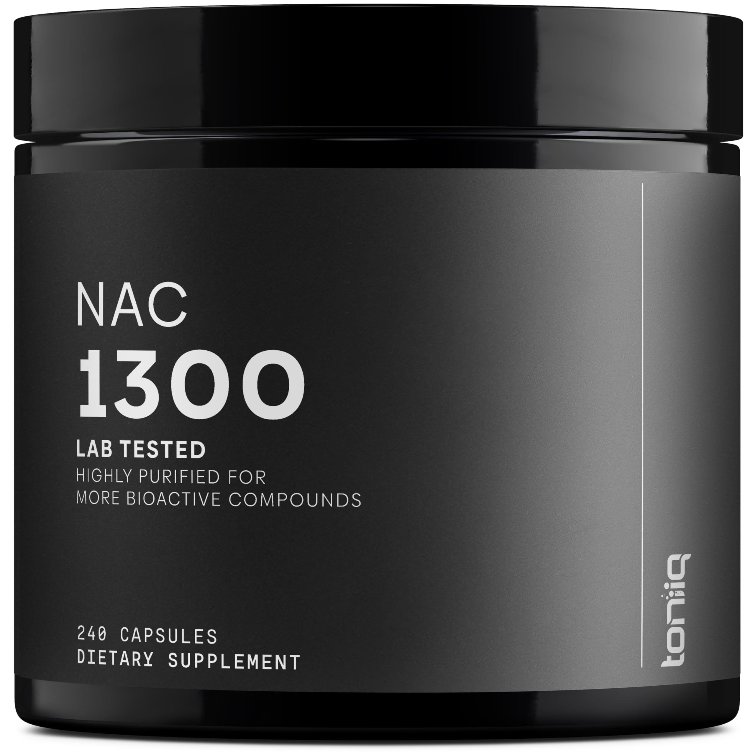 Toniiq 1300mg NAC - 4 Month Supply - Min. 98%+ Tested Purity - Ultra High Strength Bioavailable NAC Cysteine Supplement - 240 Vegetarian N Acetyl Cysteine Capsules -Lab Tested TQ ToniiqAu supplements