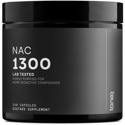 Toniiq 1300mg NAC - 4 Month Supply - Min. 98%+ Tested Purity - Ultra High Strength Bioavailable NAC Cysteine Supplement - 240 Vegetarian N Acetyl Cysteine ToniiqUS supplements