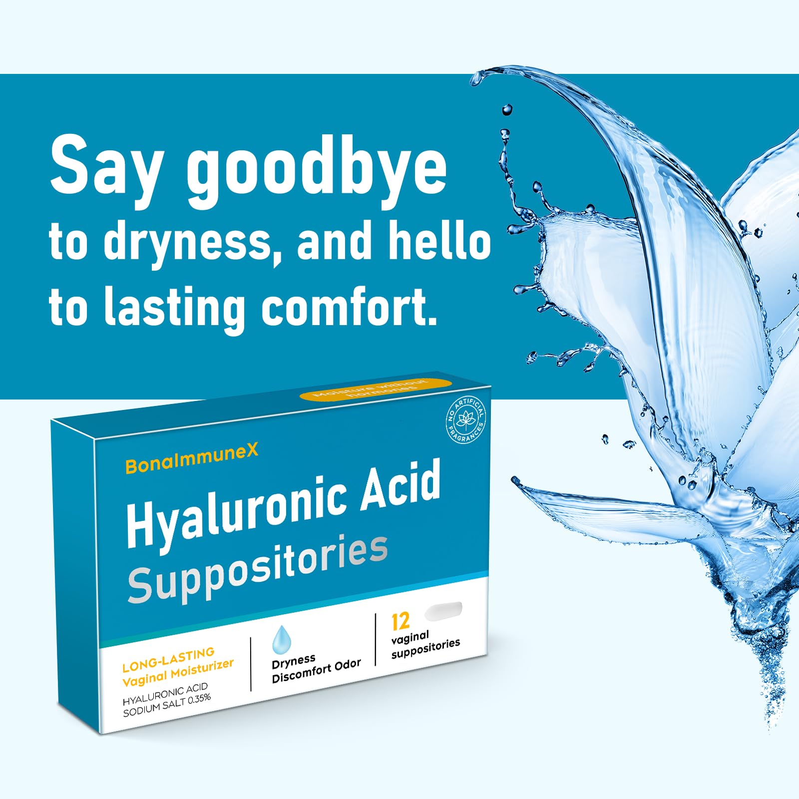 Peralpow Hyaluronic Acid Vaginal Suppositories 10 mg for Women | Vaginal Moisturizer for Dryness, Itching & Irritation | Menopause & Intimate Care with Coconut Fatty Acids | Estrogen Free, 12 Count PeralpowUS supplements