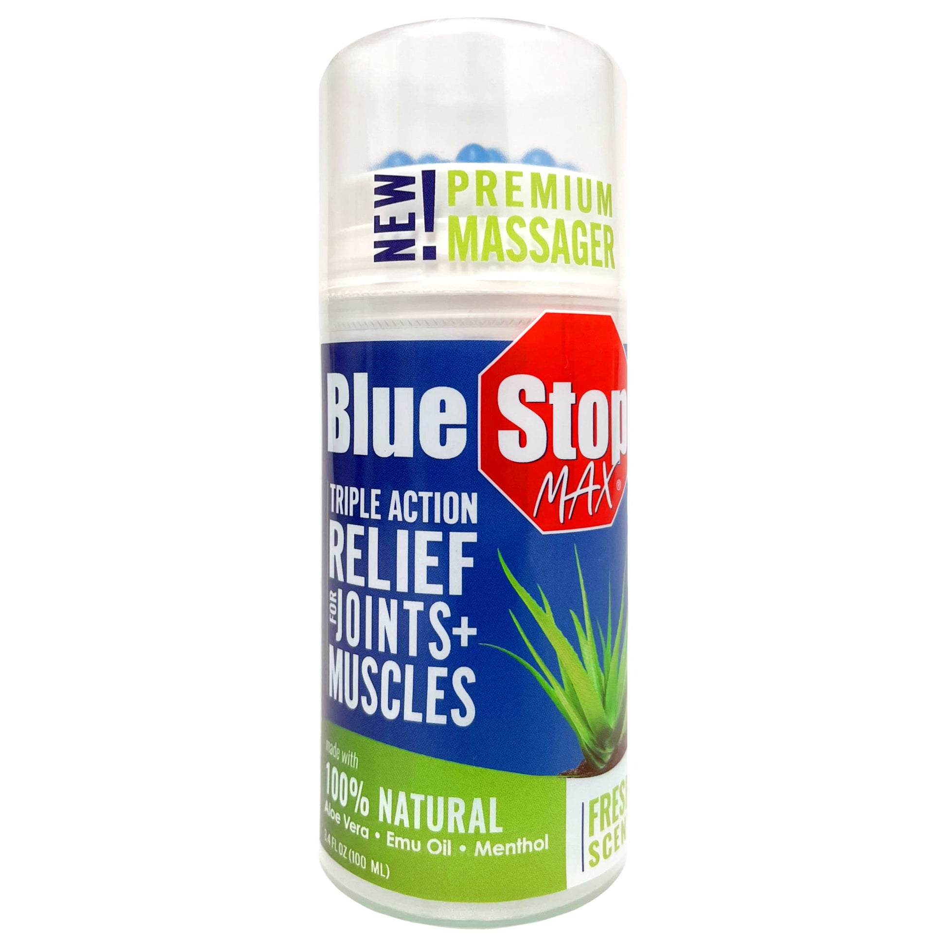 Blue Stop Max Applicator: Fast-Acting Massage Applicator for Sports Cream, Elbow Relief, Performance Roll On for Muscle & Joint Soreness - Convenient Relief for Active Individuals, 1 Pack of 3.4 Oz Blue Stop MaxAu supplements