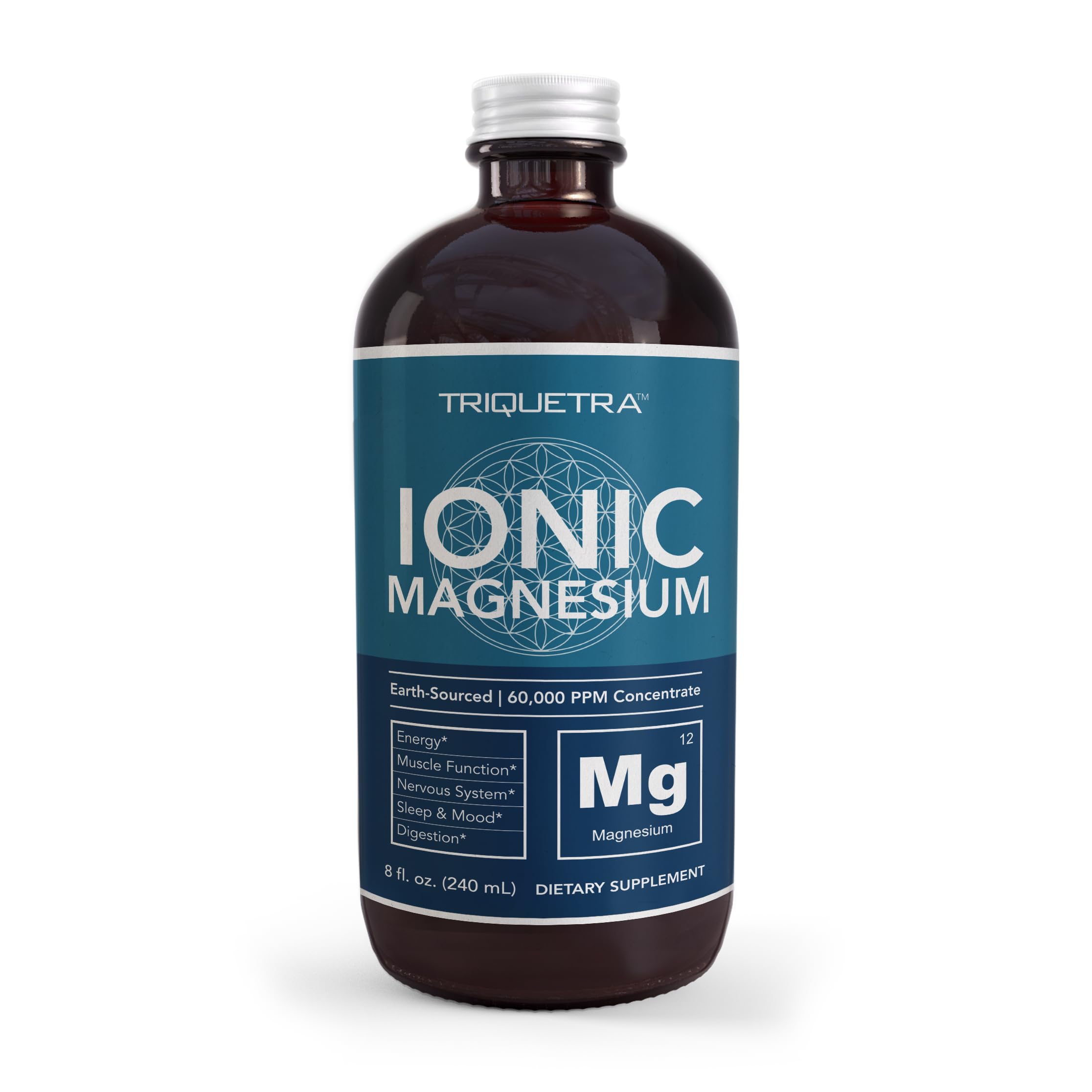 Liquid Magnesium | 8 oz - Ionic Magnesium Chloride, Highest & Fastest Absorption - Calm Mood, Sleep, Muscle Cramps & Spasms, Natural Laxative – Vegan, Glass Bottle (96 Servings) Triquetra HealthAu supplements