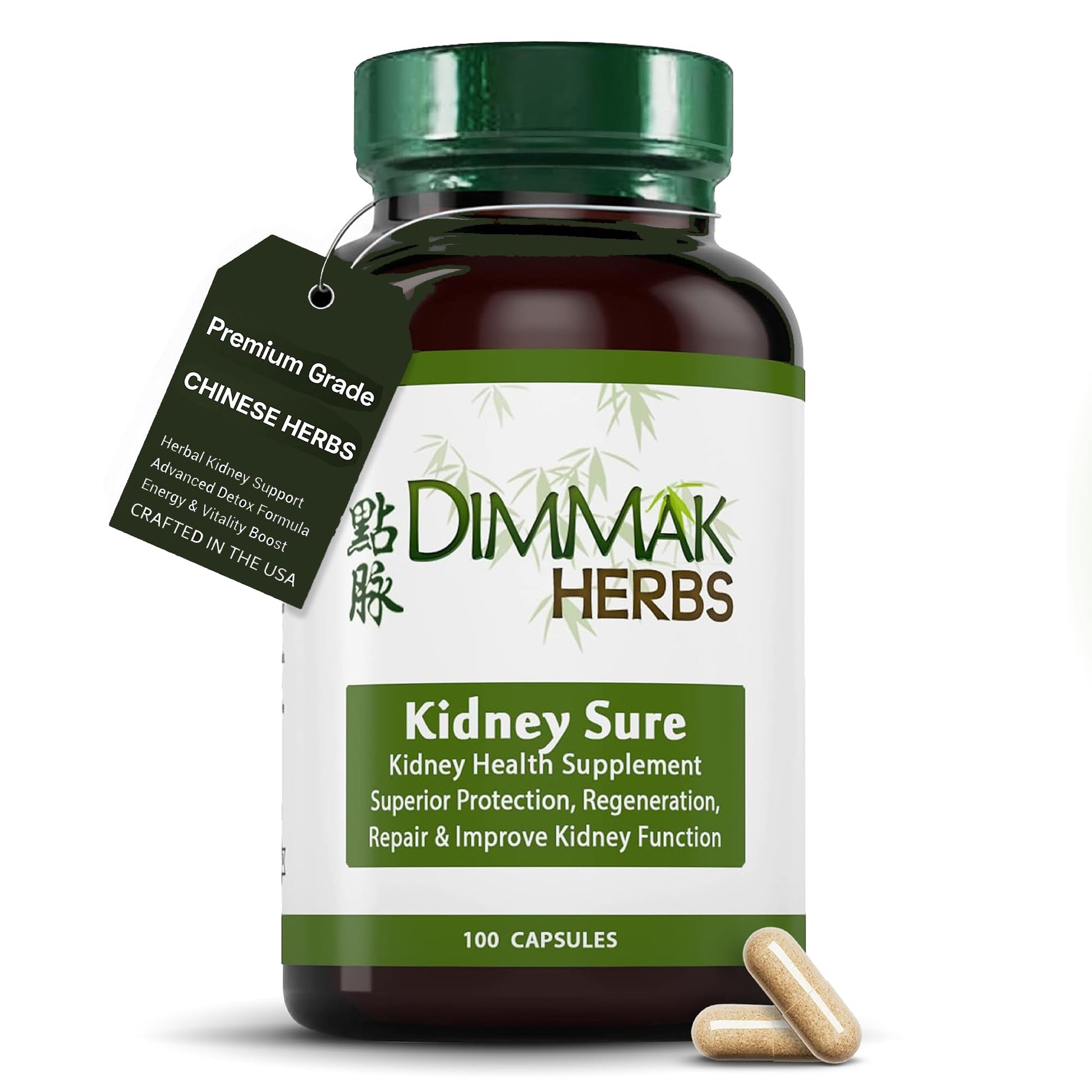 Dimmak Herbs Kidney Sure- Kidney Cleanse & Revitilization Tonic- Organic Herbal Support for Renal Health, Urinary Tract Flow & Vitality- TCM Doctor Formulated, Vegan- 400mg 100 Capsules Dimmak HerbsAu supplements