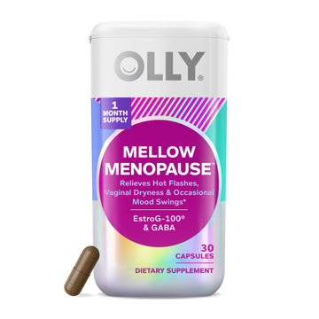 OLLY Mellow Menopause Supplements for Women, Supports Hot Flashes, Vaginal Dryness & Occasional Mood Swings,* Estro-G100®, GABA, Vegan Capsules, 1 Month Supply - 30 Count OLLYAu supplements