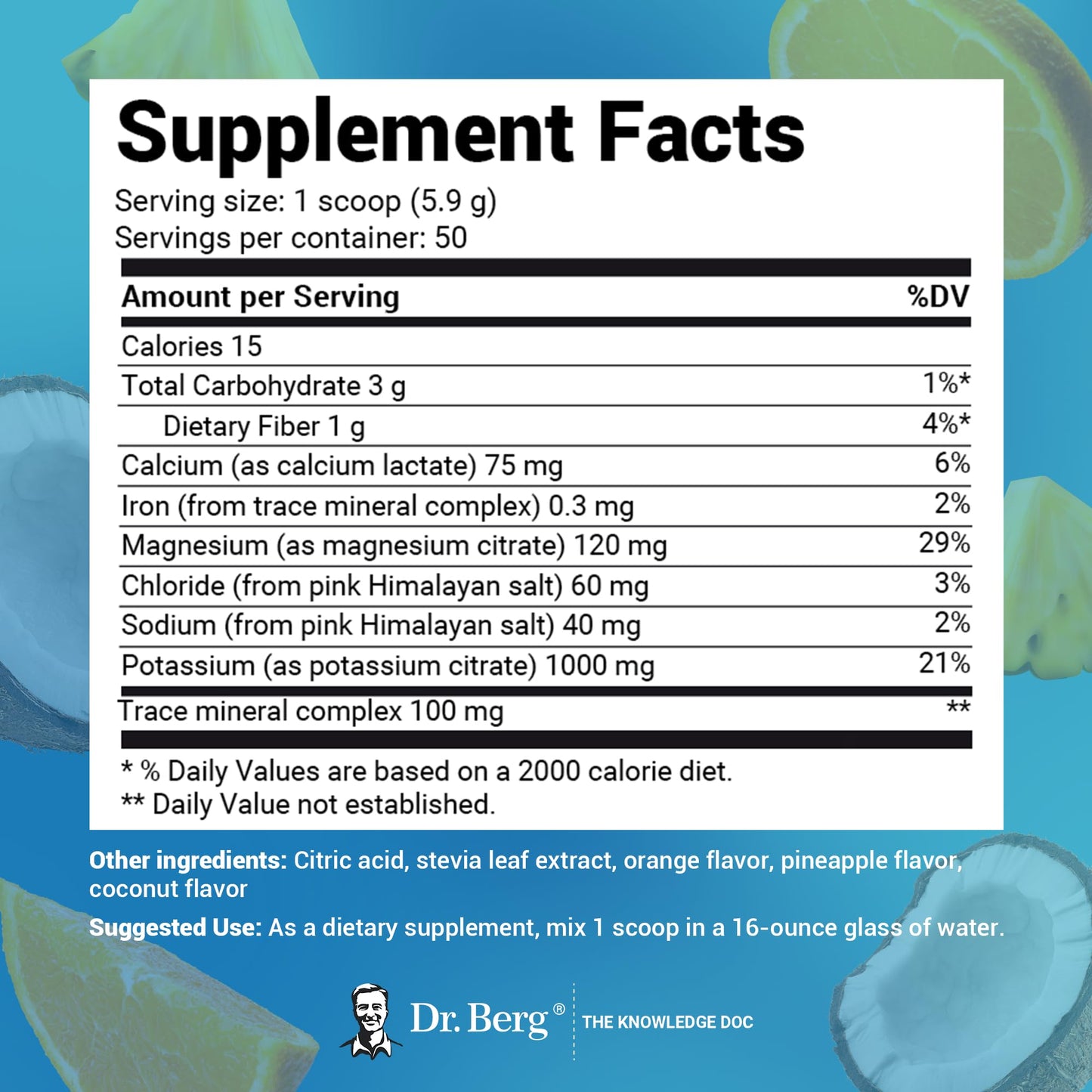Dr. Berg Hydration Keto Electrolyte Powder - Enhanced w/ 1,000mg of Potassium Dr. Berg NutritionalsUS supplements
