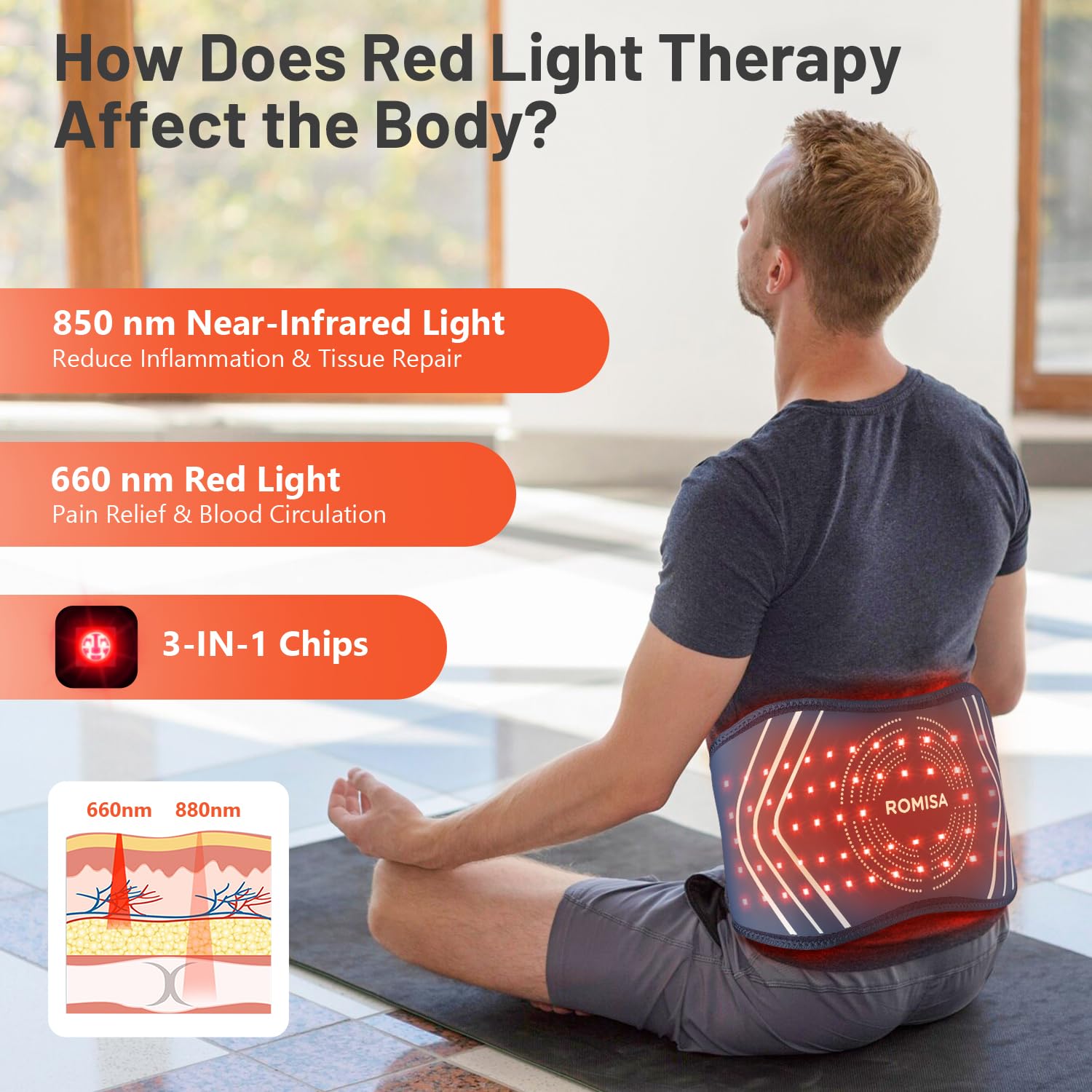 ROMISA Red Light Therapy Belt - Infrared Light Therapy Vibration Rechargeable 660nm&850nm ROMISAAu supplements