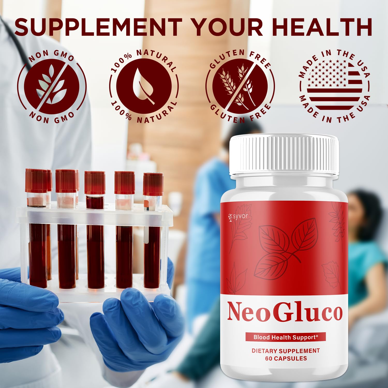 (2 Pack) NeoGluco Capsules, Official NeoGluco Glycogen Support Pills with All Natural Ingredients, Advanced Formula Health Supplement with Max Strength Premium Vitamins for Women & Men (120 Capsules) SyvorAu supplements