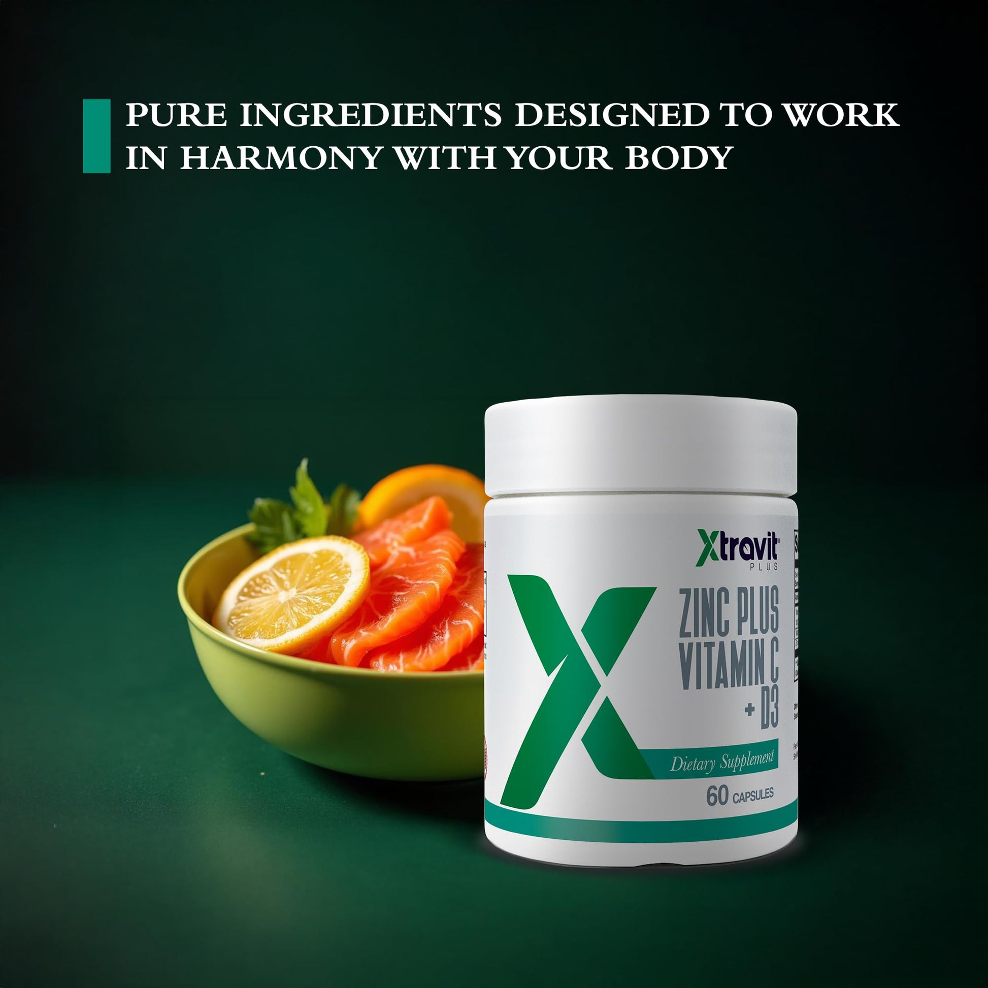 Xtravit Zinc Plus Vitamin C + D3 Supplement – Natural Immune Defense Supplements for Men & Women - May Support Skin, Energy, Bones, & Overall Wellness - Non-GMO, Gluten-Free, No Fillers, 60 Capsules XtravitAu supplements