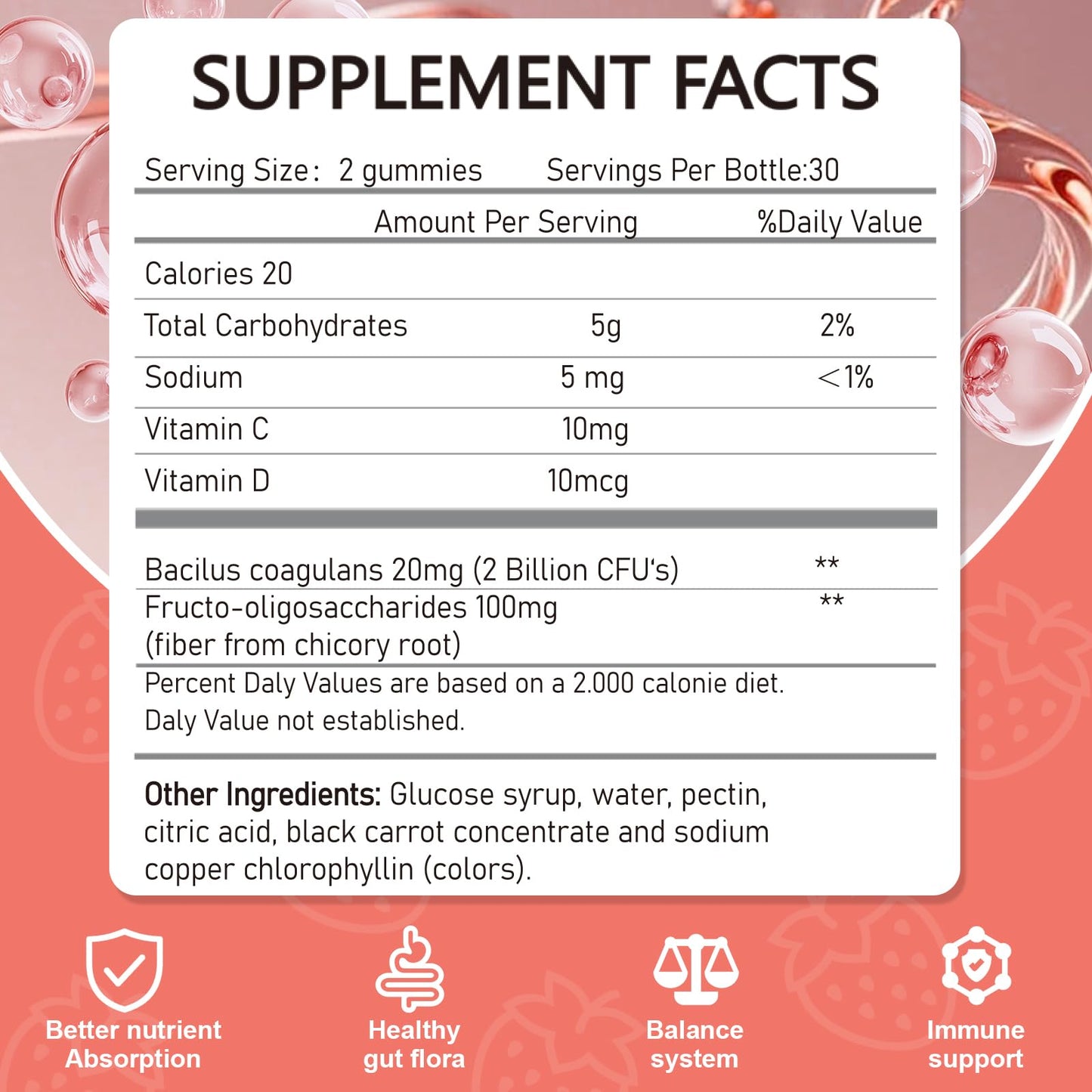 Vikaywoo Probiotic Fiber Gummies for Adults, No Sugar Added Strawberry Flavor– 2 Billion CFUs –Vitamin C,Vitamin D–Digestive Health & Regularity Support(120 Count) VikaywooUS supplements