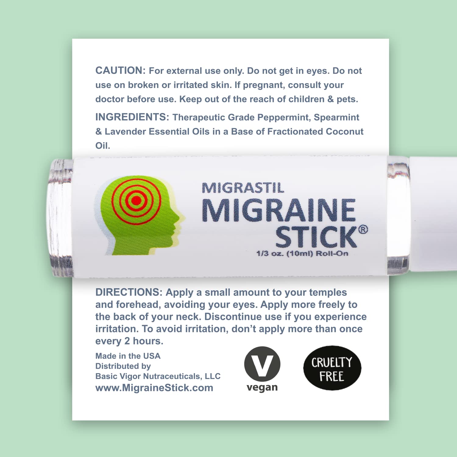 Migrastil Migraine Stick® Rollon - Fast Cooling Comfort for Your Head. Aromatherapy with Peppermint Basic VigorAu supplements