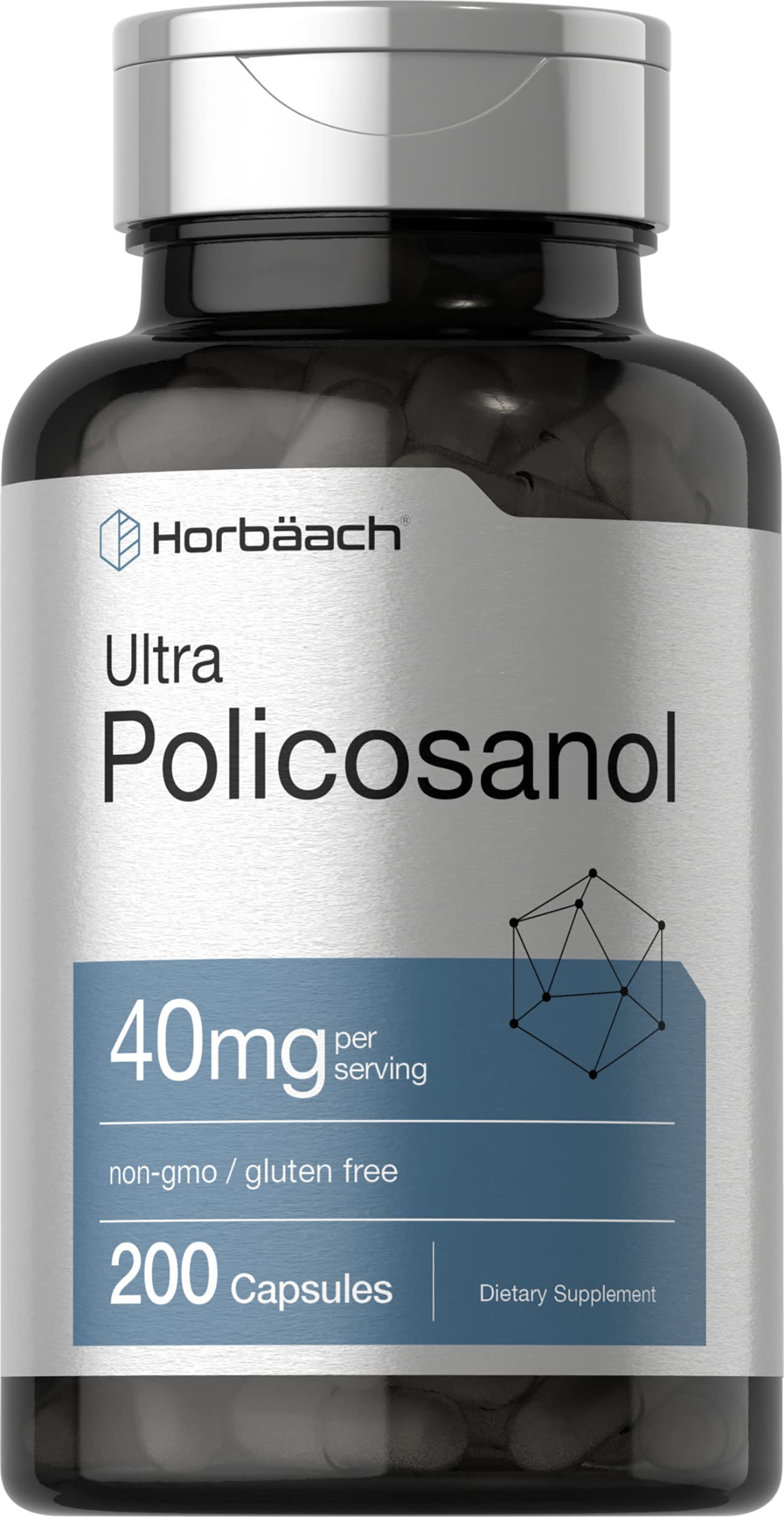 Policosanol 40mg | 200 Capsules | Non-GMO and Gluten Free | by Horbaach HorbäachAu supplements