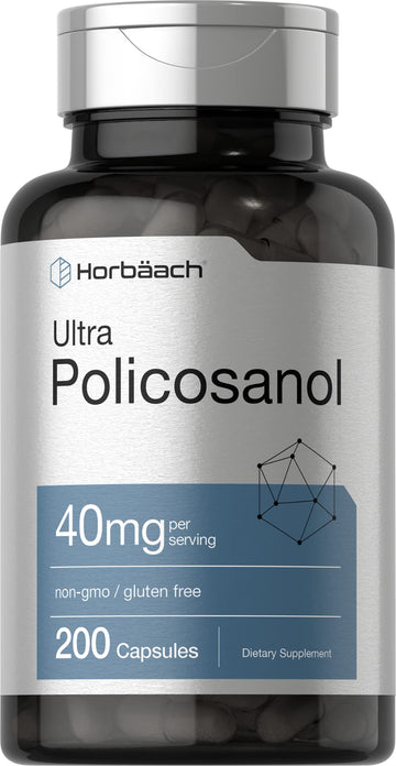Policosanol 40mg | 200 Capsules | Non-GMO and Gluten Free | by Horbaach HorbäachAu supplements