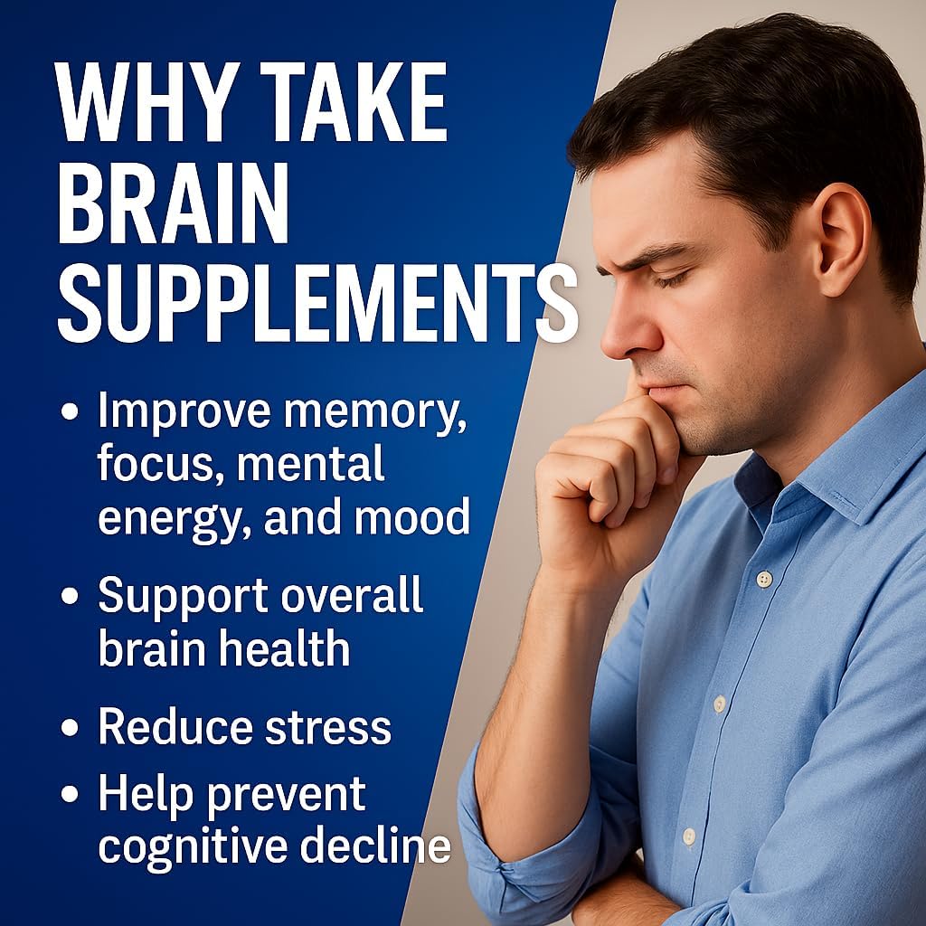 Ageless Brain Supplements for Memory and Focus 1000 MG | Cognitive Improvement | Formulated with Clinically Studied Ingredients | Support Mental Clarity & Neuro Health | Vitamin B6, B12, 60 Capsules Ageless Foundation LaboratoriesAu supplements