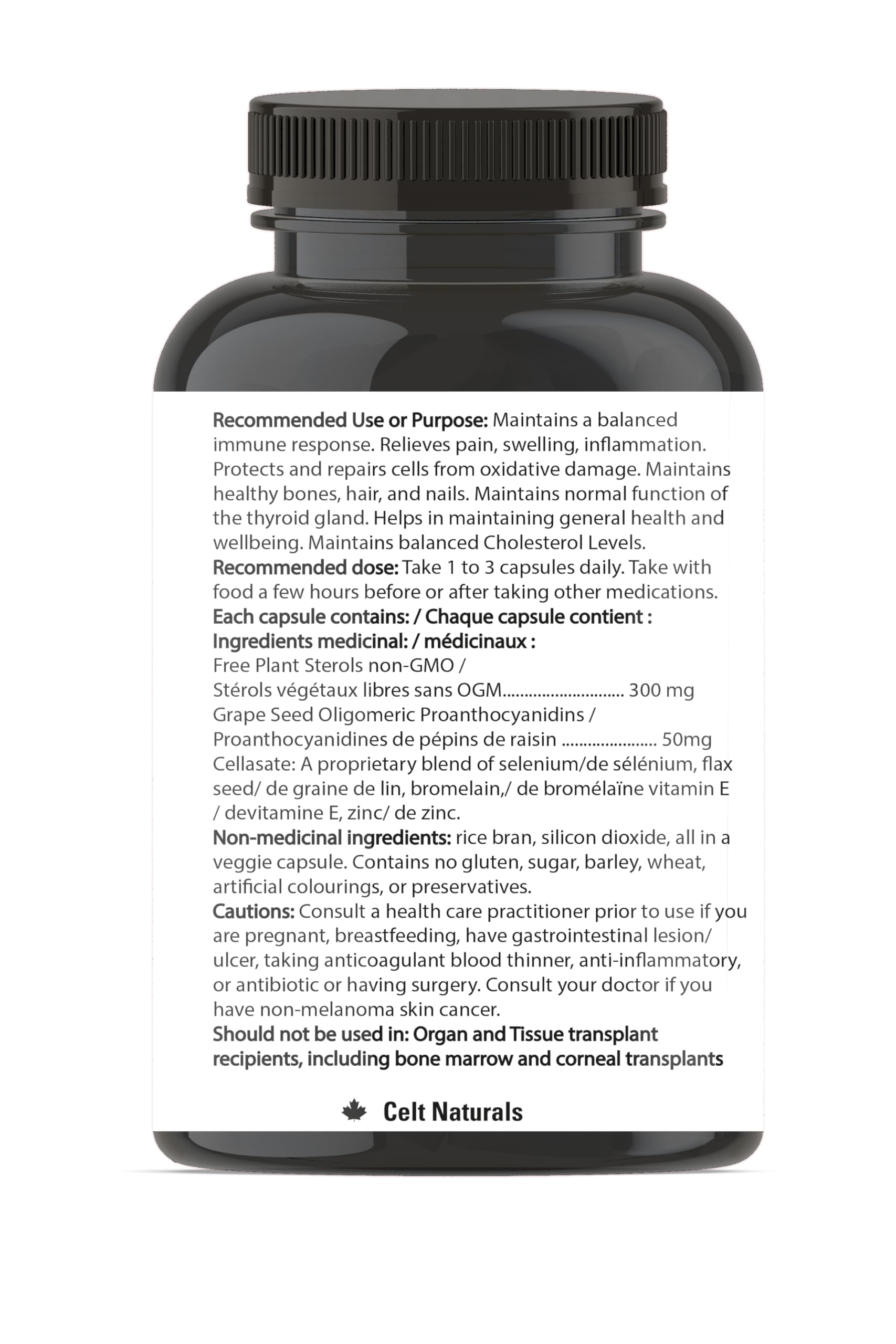 Celt Immunocare 60 v-caps - Potent Seasonal Allergy Blend - Adult Immunity Support - Cholesterol Modulator - Plant Sterols Ultra Strength - 7 Key Immunity Enhancing Ingredients Celt Immuno-CareAu supplements