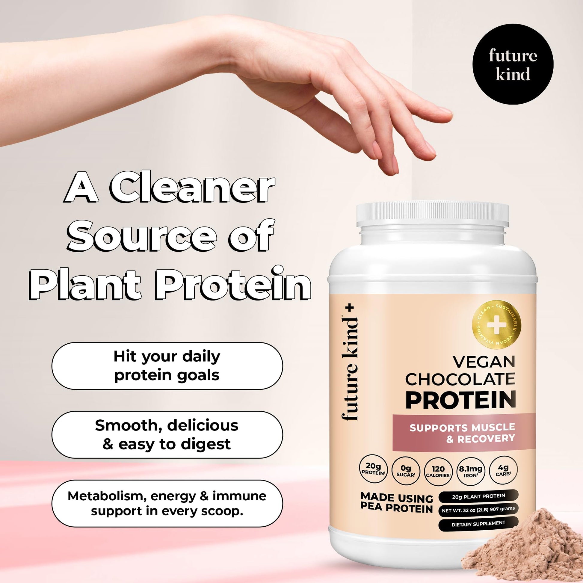 Future Kind Vegan Protein Powder, Chocolate, Pea Plant Protein for Lean Muscle with Iron & Fiber, Whey-Free, Sugar-Free, Soy-Free, Non-Dairy (34 Servings) Future KindAu supplements