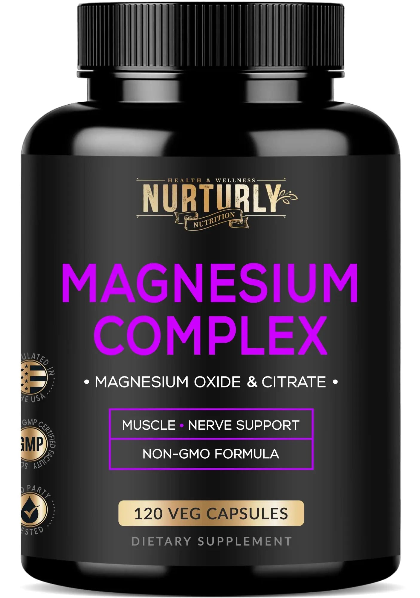 Magnesium Citrate & Oxide 500mg Complex Supplement - High Absorption Maximum Strength - Helps Support Bone Density and Strength, Muscles, Energy and Sleep - 120 Vegan Capsules NURTURLYAu supplements