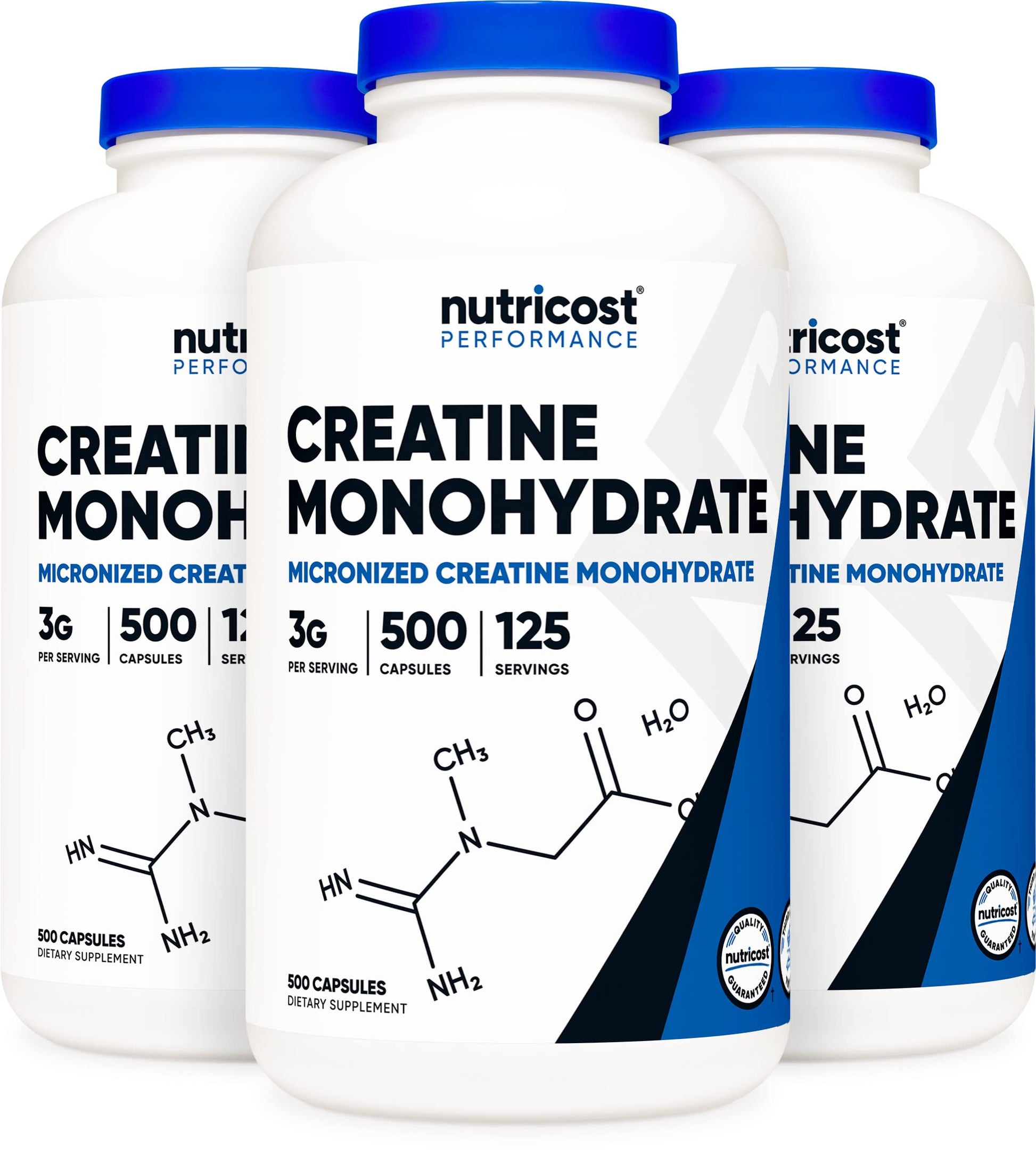 Nutricost Creatine Monohydrate 3000mg (750mg Per Cap), 500 Capsules (3 Bottles) NutricostAu supplements