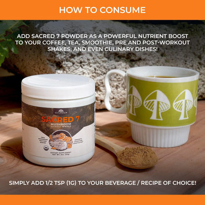 Naturealm Sacred 7 Mushroom Extract Powder - USDA Organic - Lion's Mane, Reishi NaturealmUS supplements