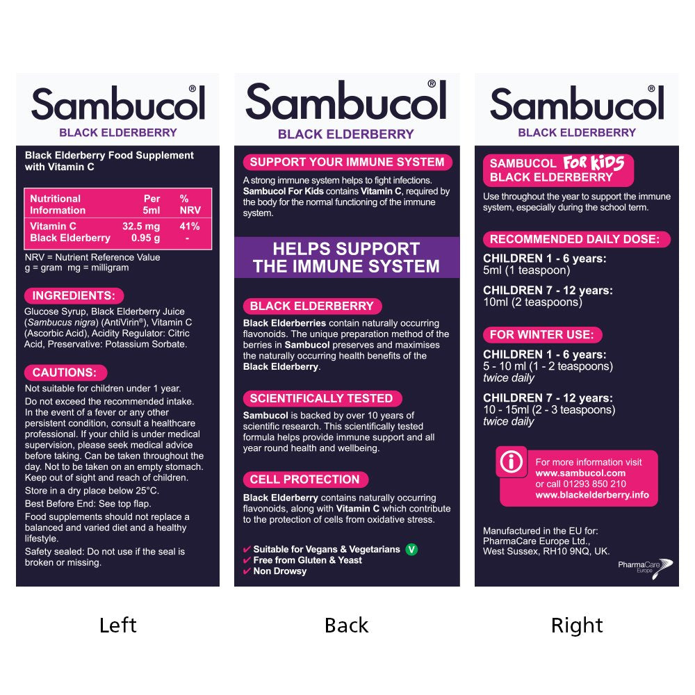 Sambucol Kids 120 ml For Immune Support, Drop SambucolUS supplements