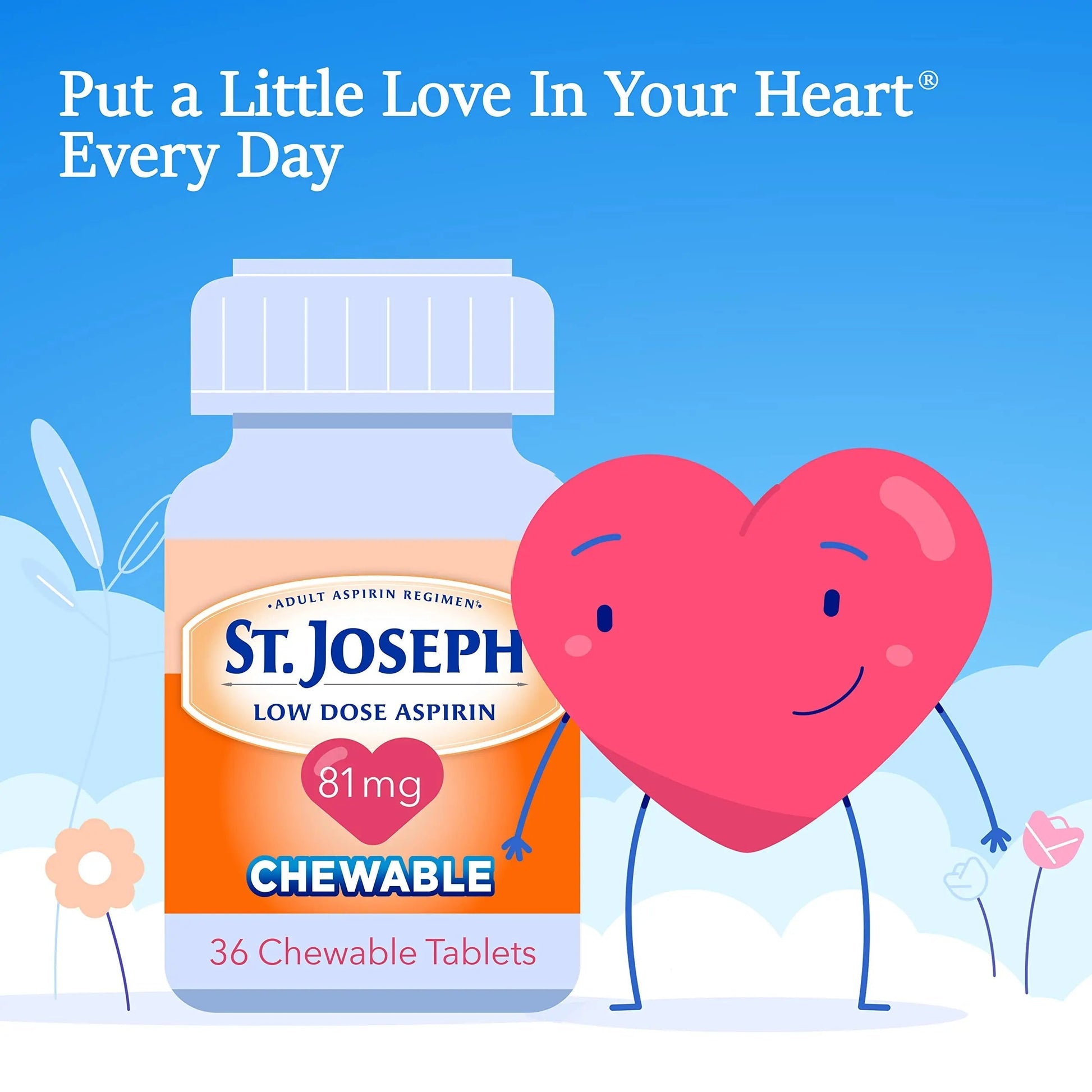 St. Joseph Aspirin Pain Reliever (NSAID) 81mg, Chewable Orange Tablets, Adult Low Dose Regimen, 36 ct St. JosephAu supplements