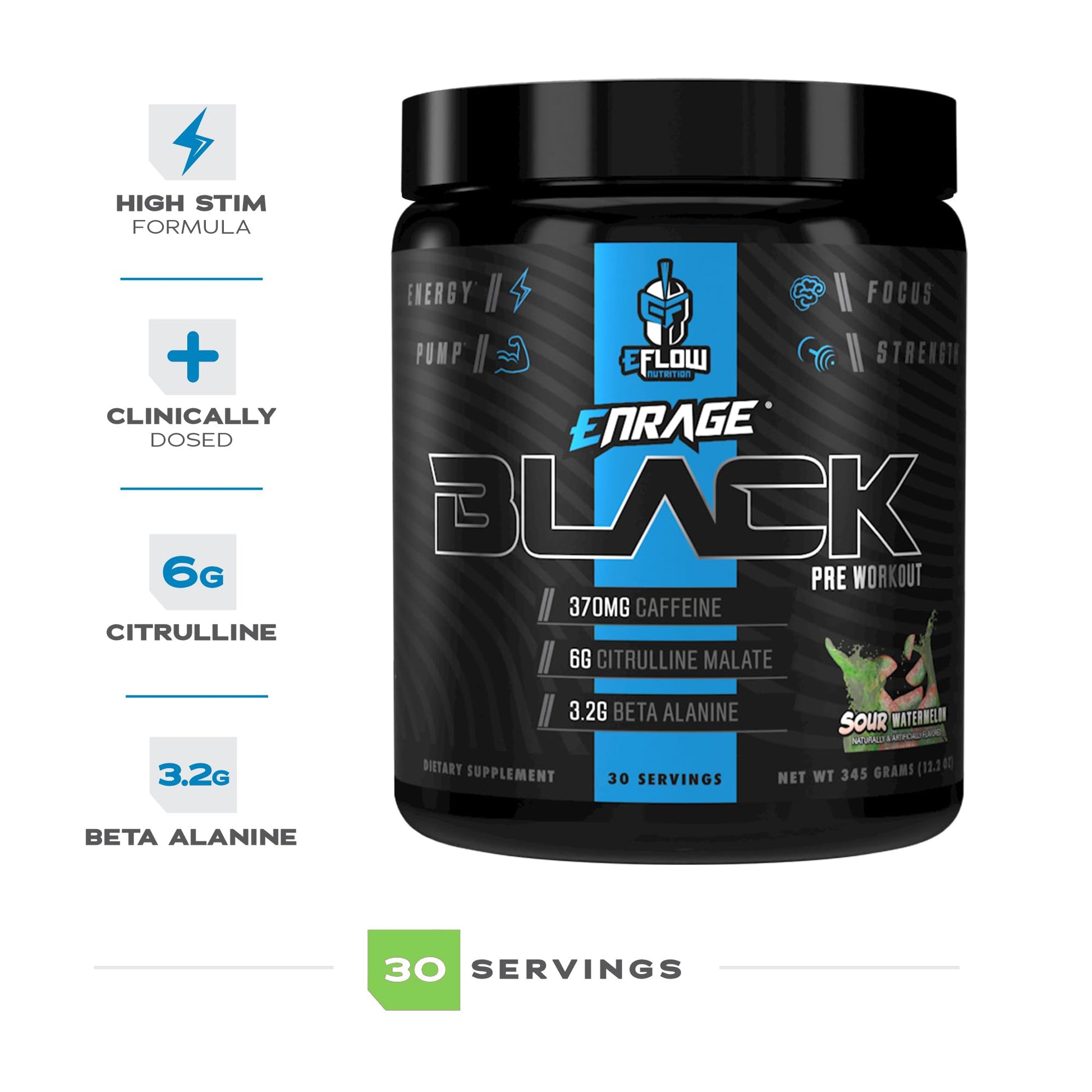 eFlow Nutrition Enrage Black High Stimulant Pre Workout Supplement - Preworkout Powder eFlow NutritionAu supplements