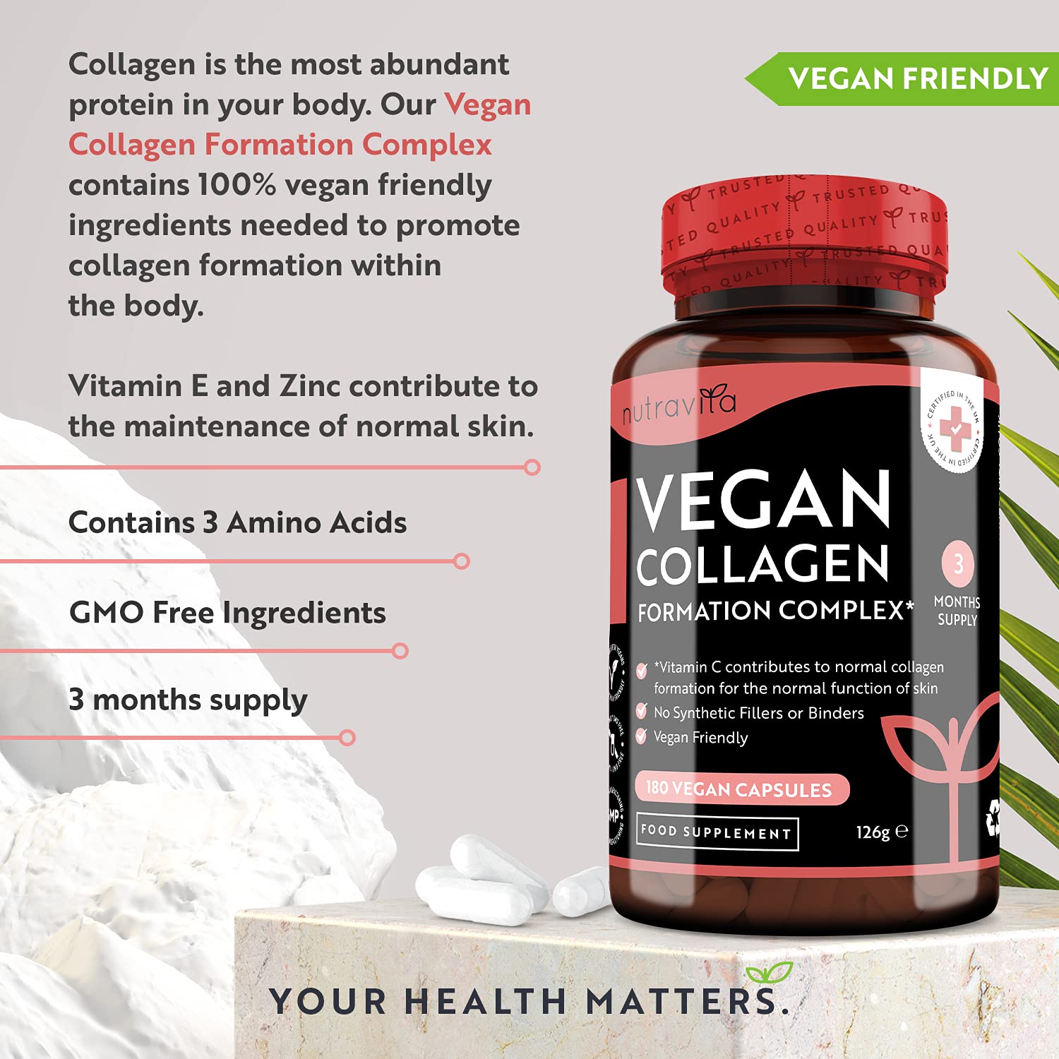 Vegan Collagen 1000mg Advanced Superfood Blend - 180 Capsules (3 Month Supply) NutravitaAu supplements