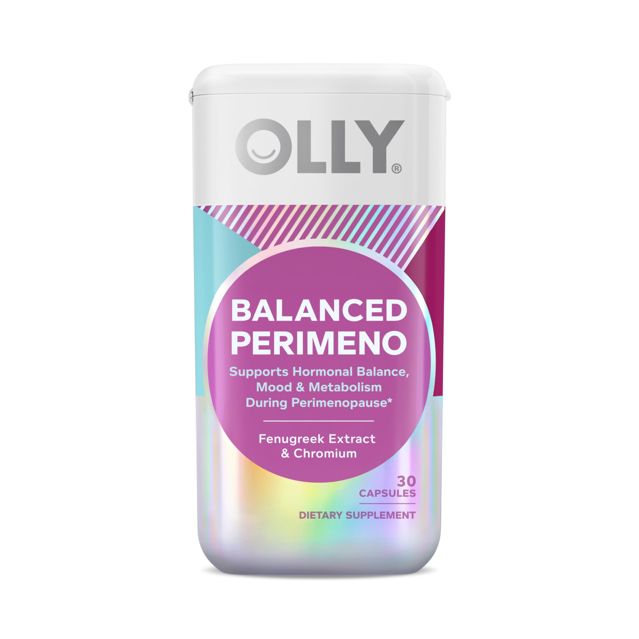 OLLY Balanced Perimeno Capsules, Supports Hormonal Balance, Mood & Metabolism During Perimenopause,* Fenugreek Extract, Chromium, 30 Day Supply - 30 Count OLLYAu supplements