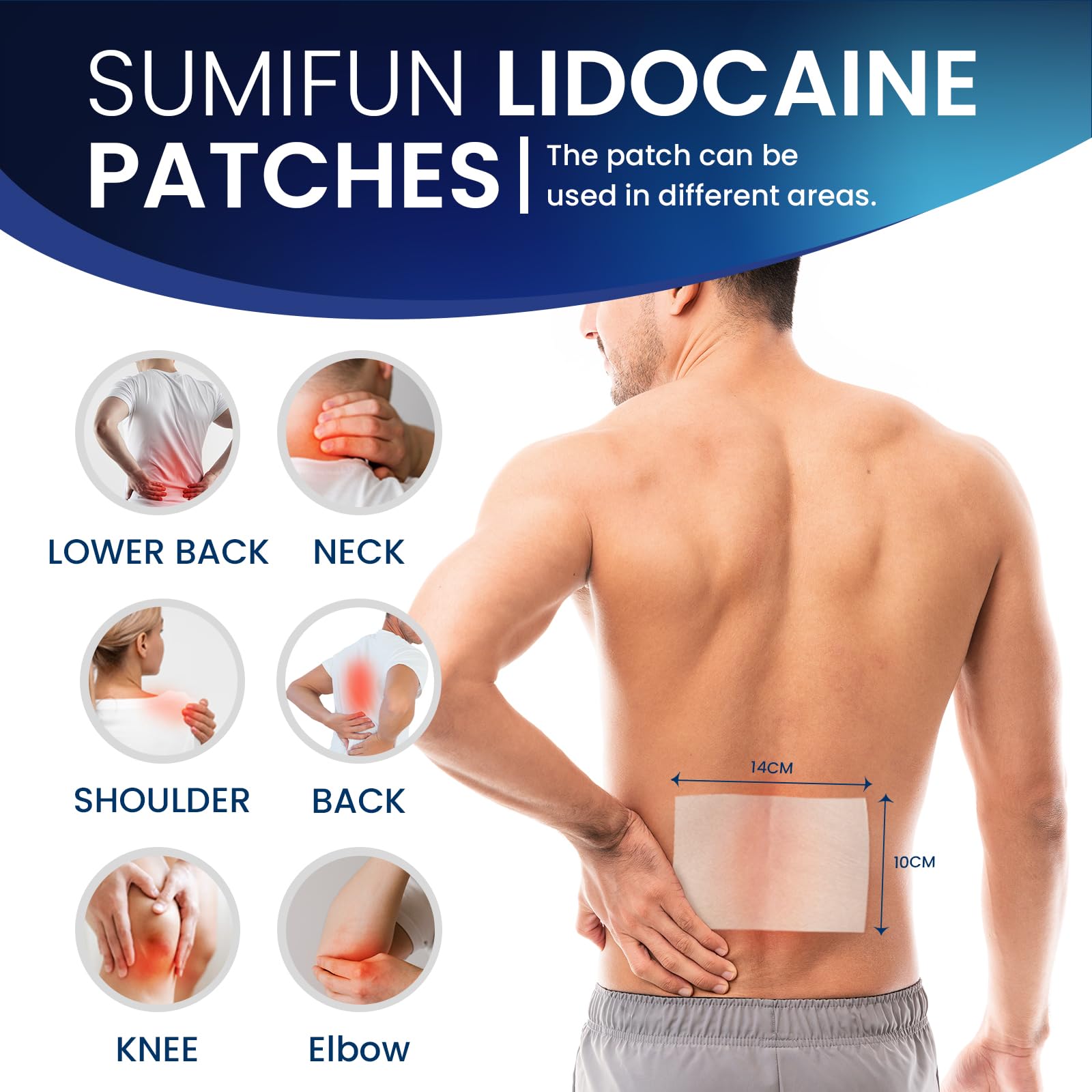 Sumifun 4% Lidocaine Pain Patches - Maximum OTC Strength Pain Relief for Lower Back Pain, Neck Sore, Joint Pain - Fast Acting & Long Lasting 8 Hours, 10 Counts SumifunAu supplements