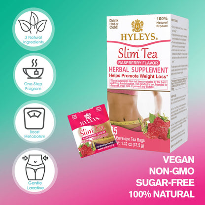 Hyleys Slim Tea Raspberry Flavor - Weight Loss Herbal Supplement Cleanse and Detox HYLEYSUS supplements