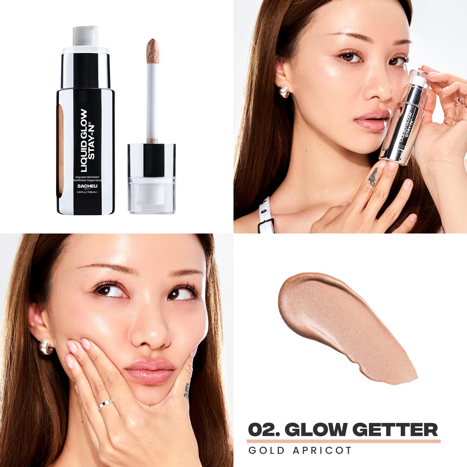 Sacheu Liquid Glow STAY-N Liquid Highlighter & Illuminator Makeup — 30ml Long Lasting Luminous Glow Lightweight Dewy Finish, Glow Getter SacheuAu supplements