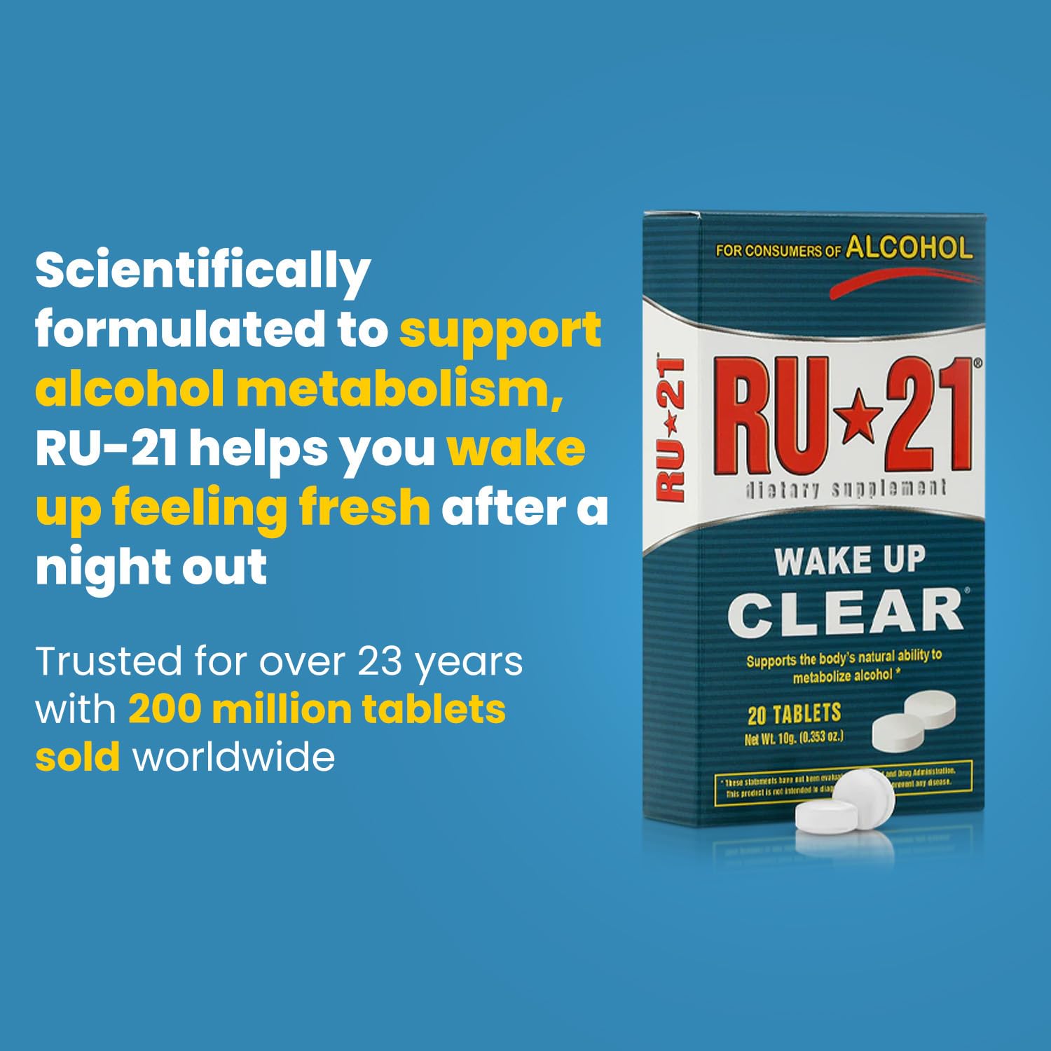 RU-21 The Supplement for When You Want to Drink & Go to Work The Next Morning | Feel Better After Celebrating & Support Your Liver | Trusted for 23+ Years | Made in USA (20 Pills, 10 Servings) RU-21Au supplements