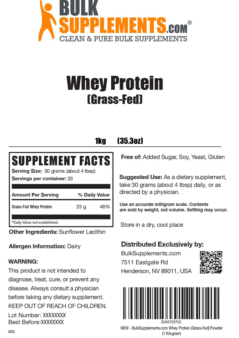 BULKSUPPLEMENTS.COM Grass Fed Whey Protein Powder - Pure Protein Powder BULKSUPPLEMENTS.COMUS supplements