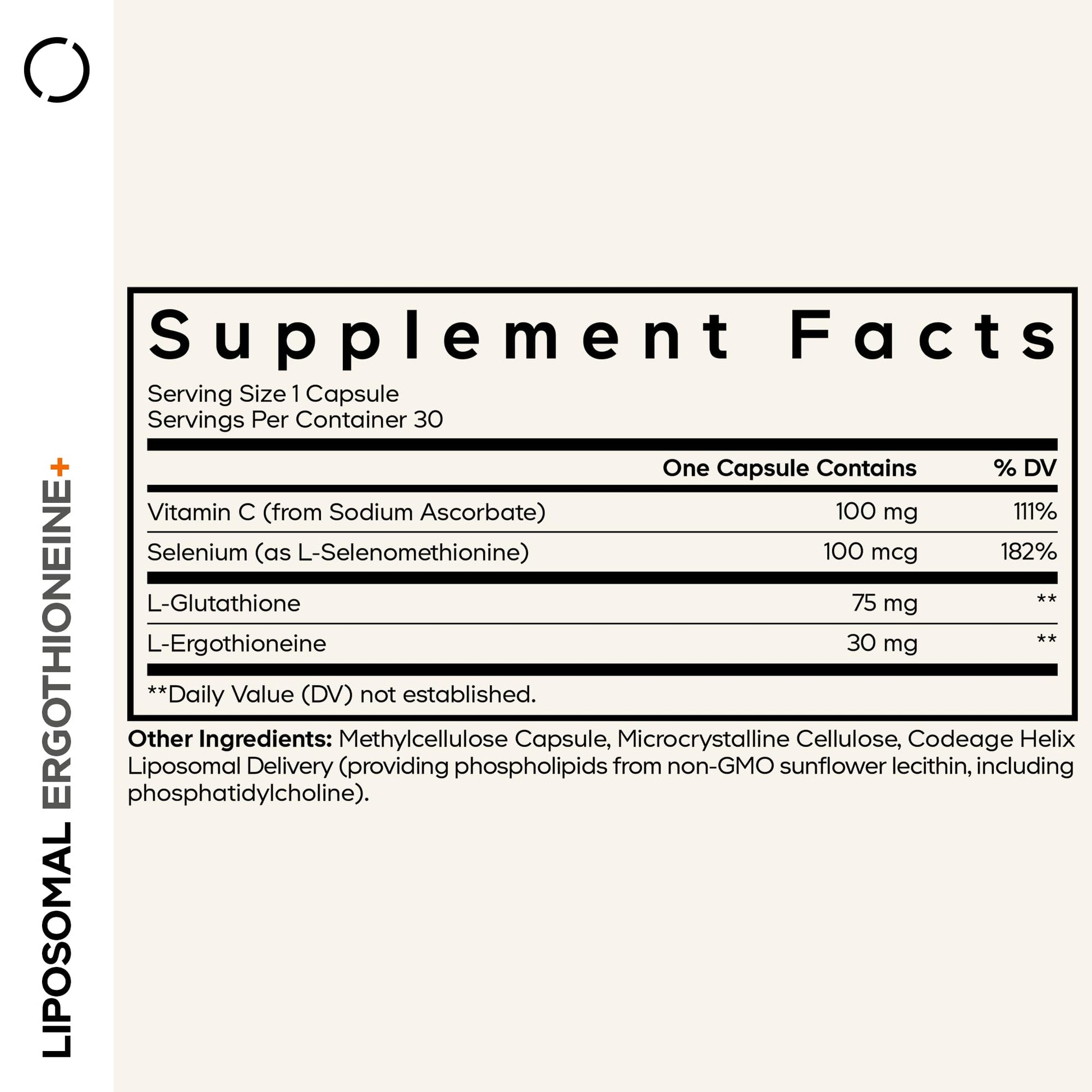 Codeage Liposomal Ergothioneine+ Supplement - L-Ergothioneine, L-Glutathione, Vitamin C, Selenium, Phospholipid Complex - Healthy Aging & Antioxidant - Vegan, Non-GMO, Soy-Free – 30 Capsules CodeageAu supplements
