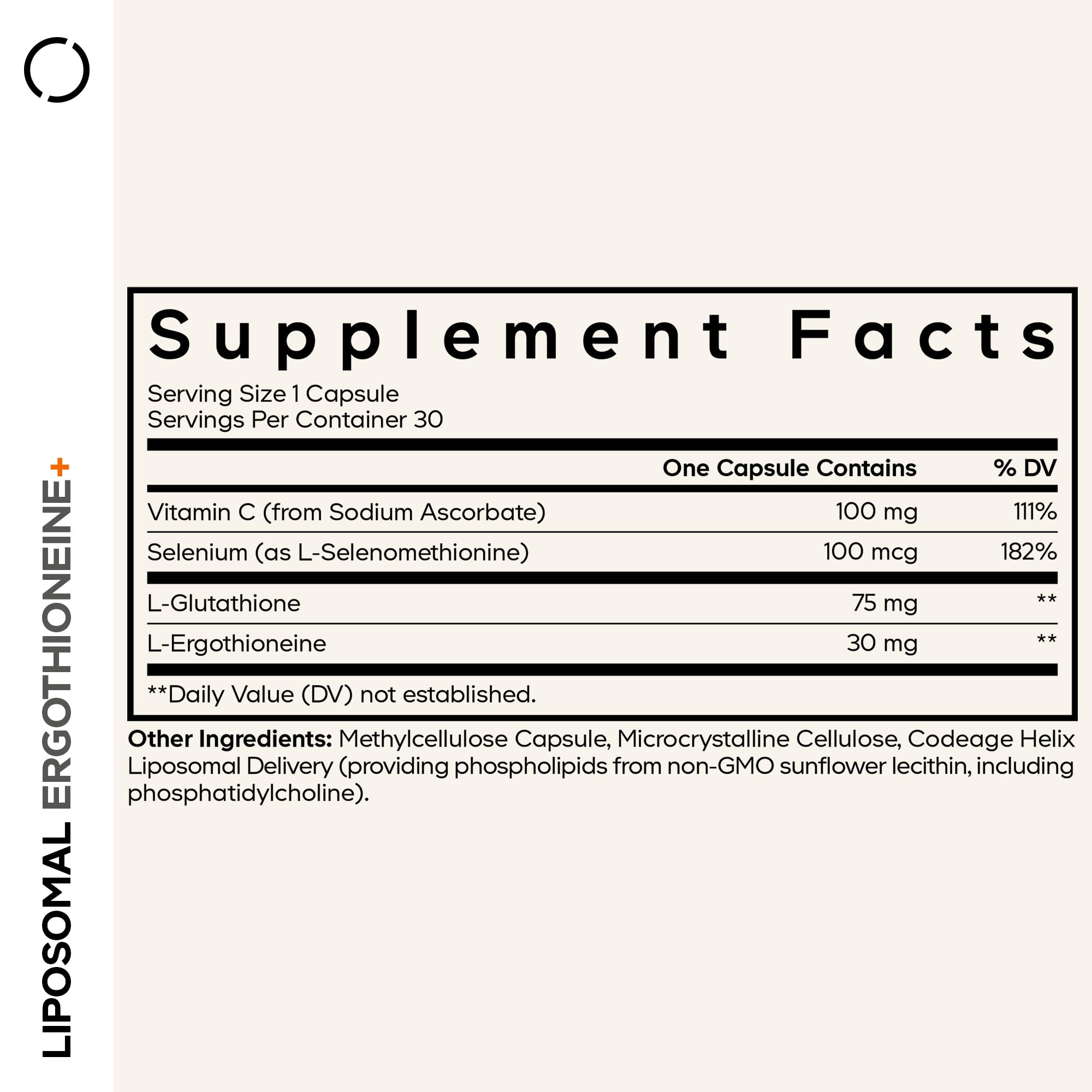 Codeage Liposomal Ergothioneine+ Supplement - L-Ergothioneine, L-Glutathione, Vitamin C, Selenium, Phospholipid Complex - Healthy Aging & Antioxidant - Vegan, Non-GMO, Soy-Free – 30 Capsules CodeageAu supplements