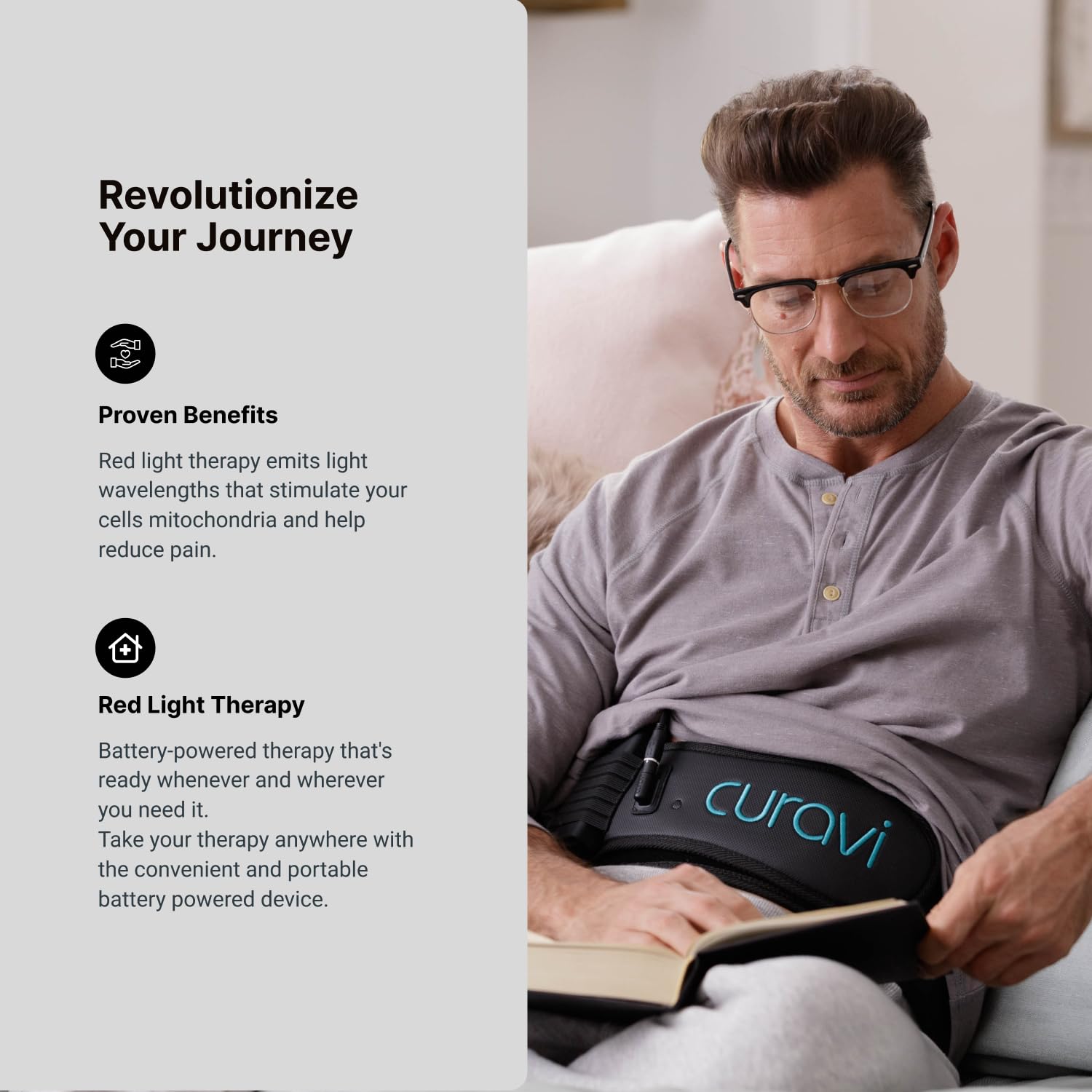 CURAVI Ultra™ Wearable Red Light Therapy Belt for Lower Back Pain Relief - 84 Diodes - Non-Invasive CURAVIAu supplements