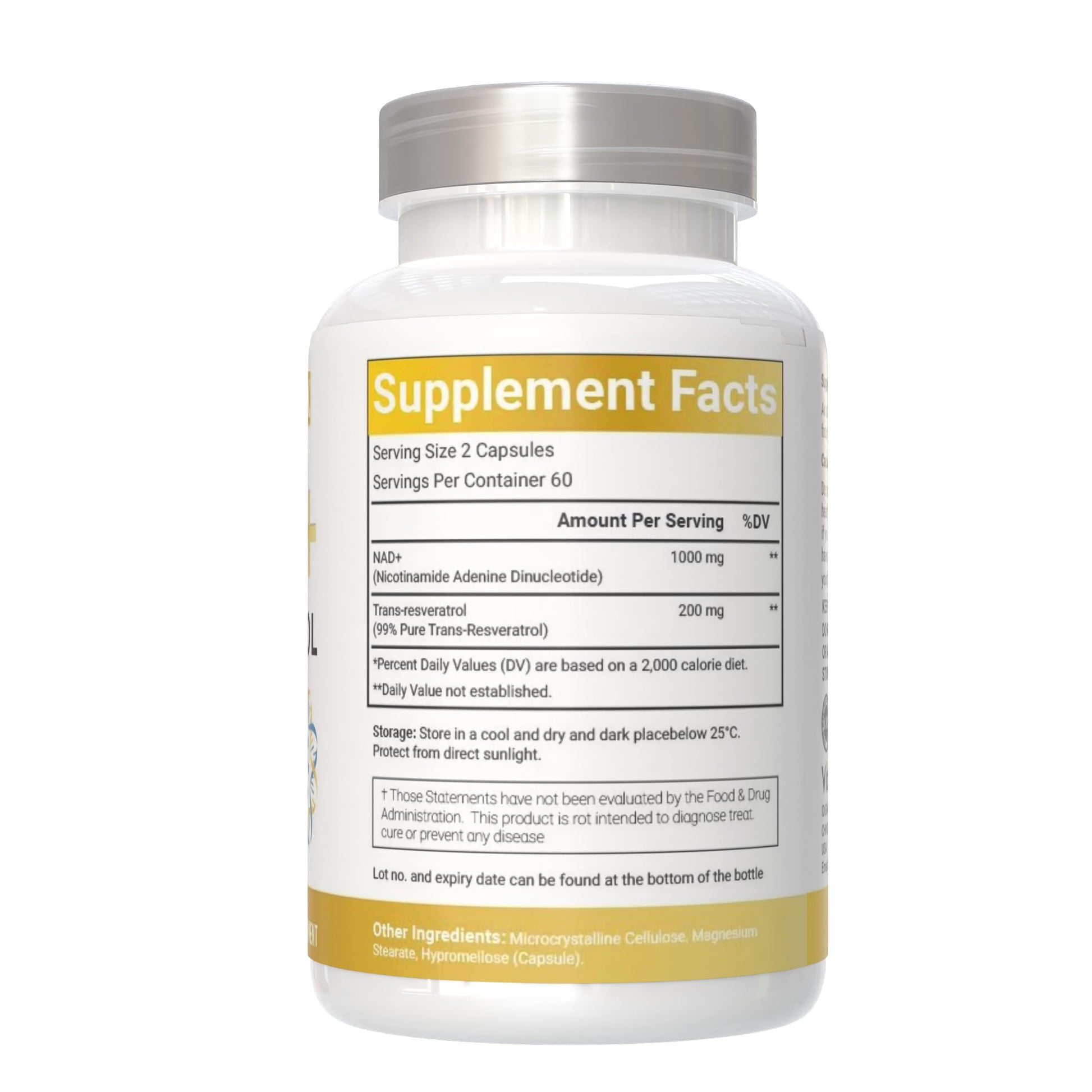 VitaCosmoX NAD+ Supplement 1,200mg per Serving,120 Capsules (Nicotinamide Adenine Dinucleotide) - 60 Servings, Gluten-Free, Vegan VitaCosmoXAu supplements