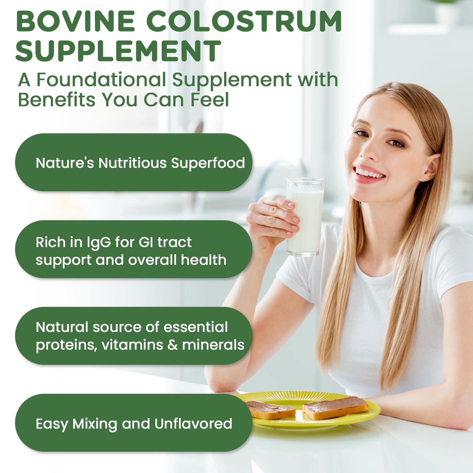 MICYDELAS Bovine Colostrum Supplement Powder 50% IgG Premium Bovine Colostrum for Gut Health Support, Immune Support, Muscle Recovery & Overall Wellness, Grass Fed, Non-GMO, Unflavored, 60 Servings MICYDELASAu supplements