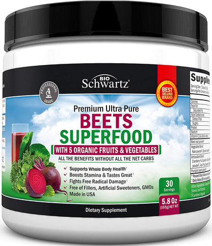 Beet Root Powder - Beets Superfood Supplement with Vitamin C Plus Organic Antioxidant BioSchwartzUS supplements