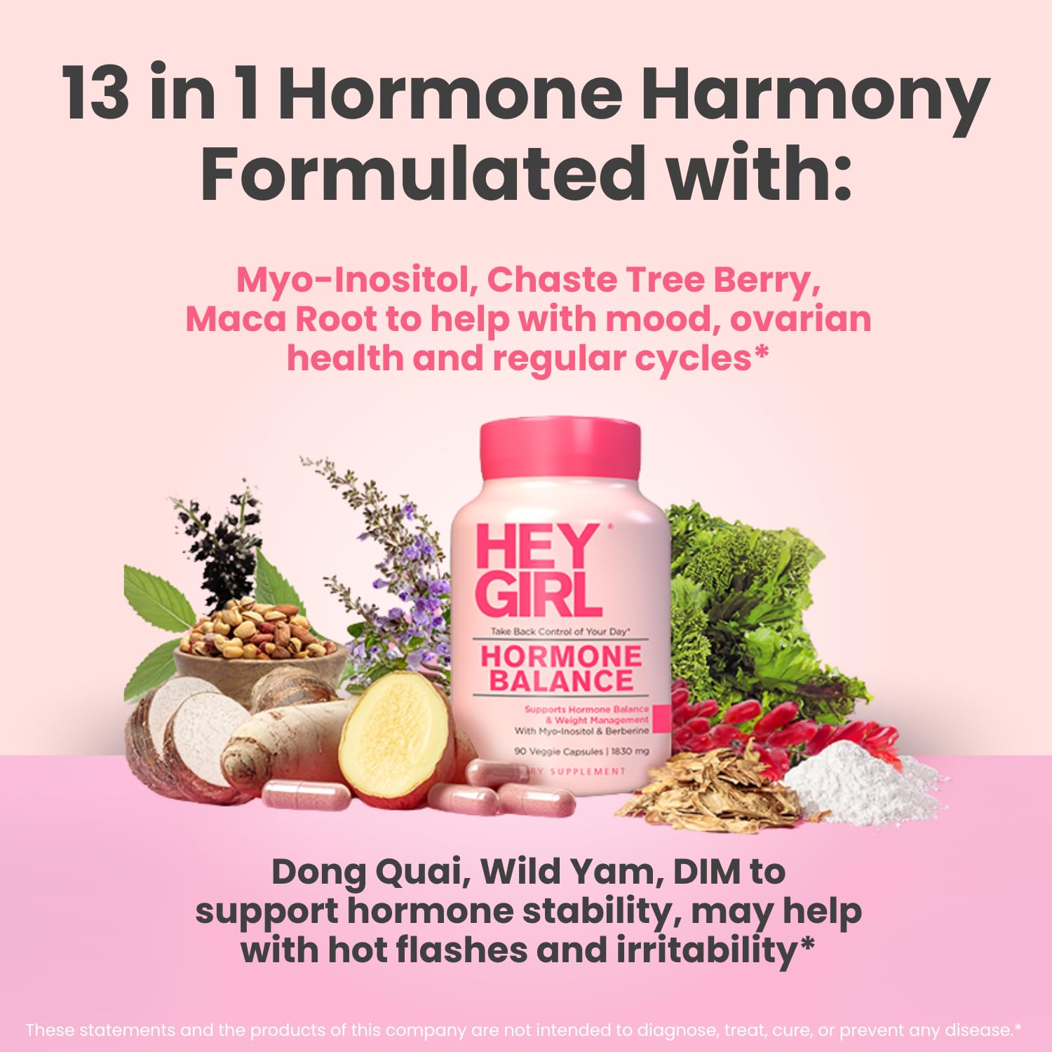 Hey Girl Hormone Balance for Women – 13-in-1 Menopause, PMS & Cycle Support – Mood & Hot Flash Support – w Myo-Inositol, Berberine, Maca Root, Black Cohosh, DIM, Dong Quai HEY GIRL NUTRITIONAu supplements