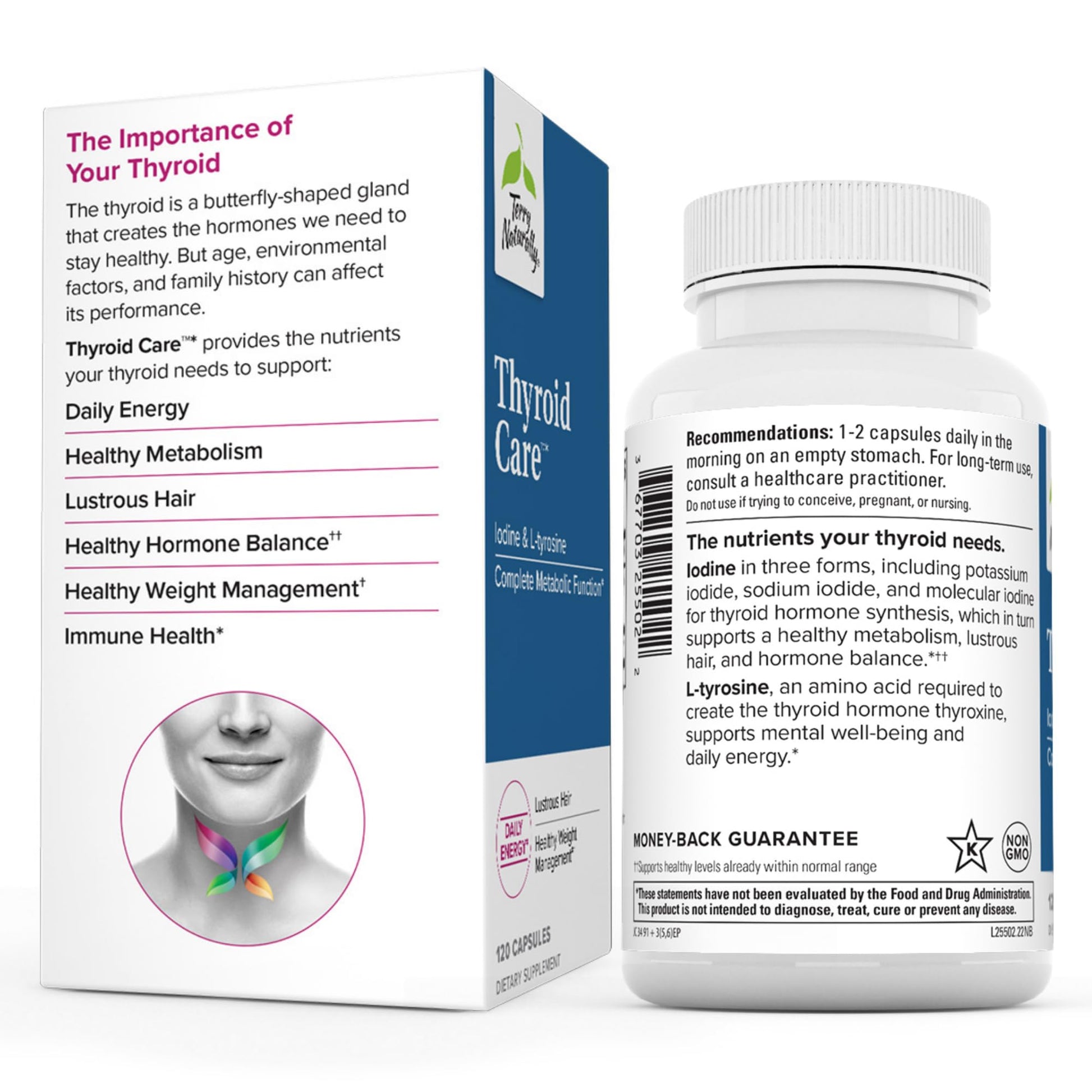 Terry Naturally Thyroid Care - 120 Capsules - Complete Metabolic Function - with Iodine Terry NaturallyAu supplements