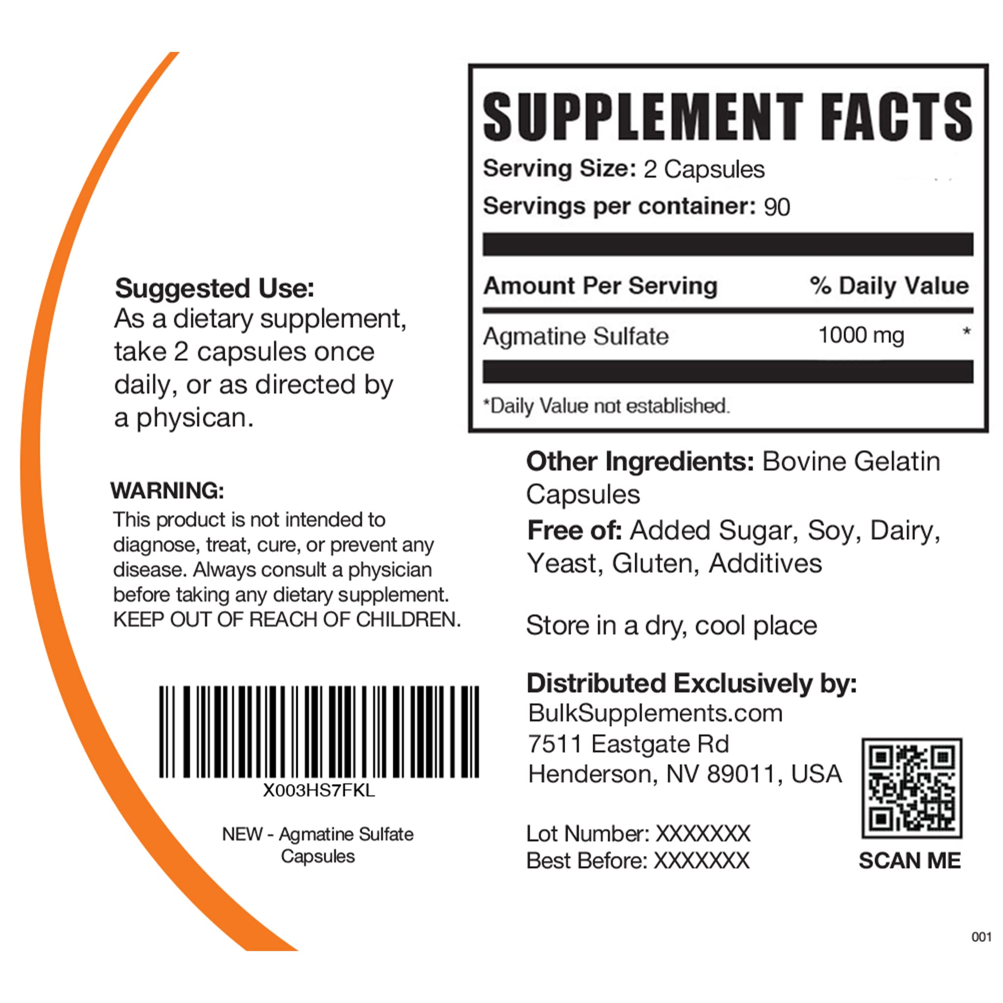 BULKSUPPLEMENTS.COM Agmatine Sulfate Capsules - Supplement for Nitric Oxide BULKSUPPLEMENTS.COMAu supplements