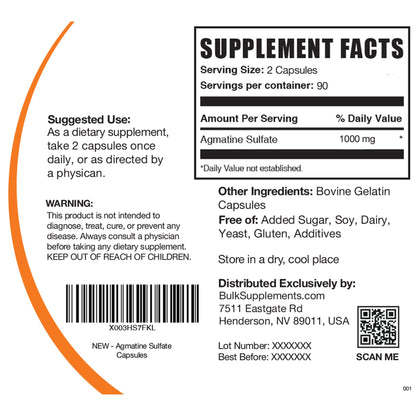 BULKSUPPLEMENTS.COM Agmatine Sulfate Capsules - Supplement for Nitric Oxide BULKSUPPLEMENTS.COMUS supplements