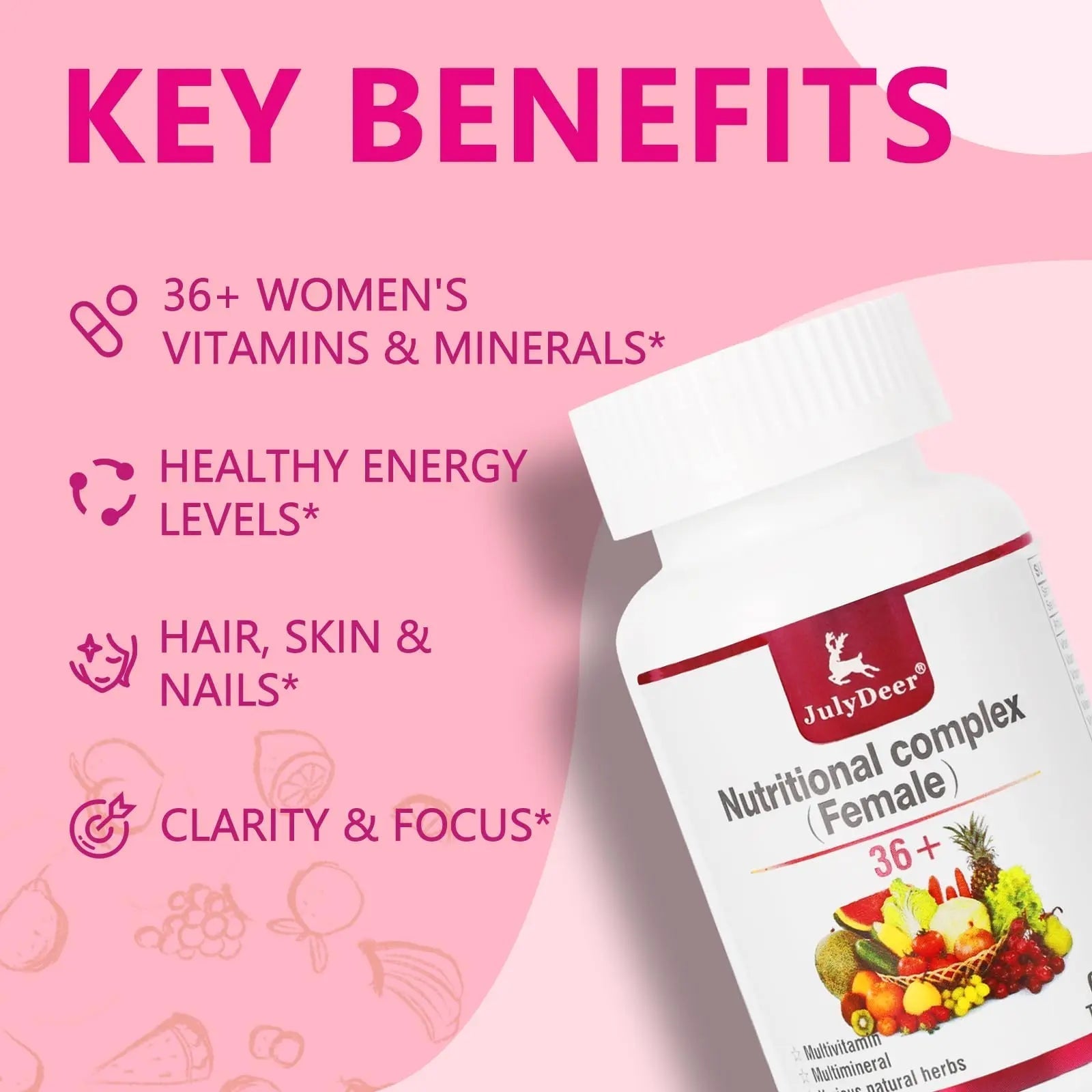 JulyDeer One Daily Tablet Multivitamin for Women - Complete Multimineral with Vitamin A, C, D, E and B-Complex, Zinc & More for Women's Immunity JulyDeerAu supplements