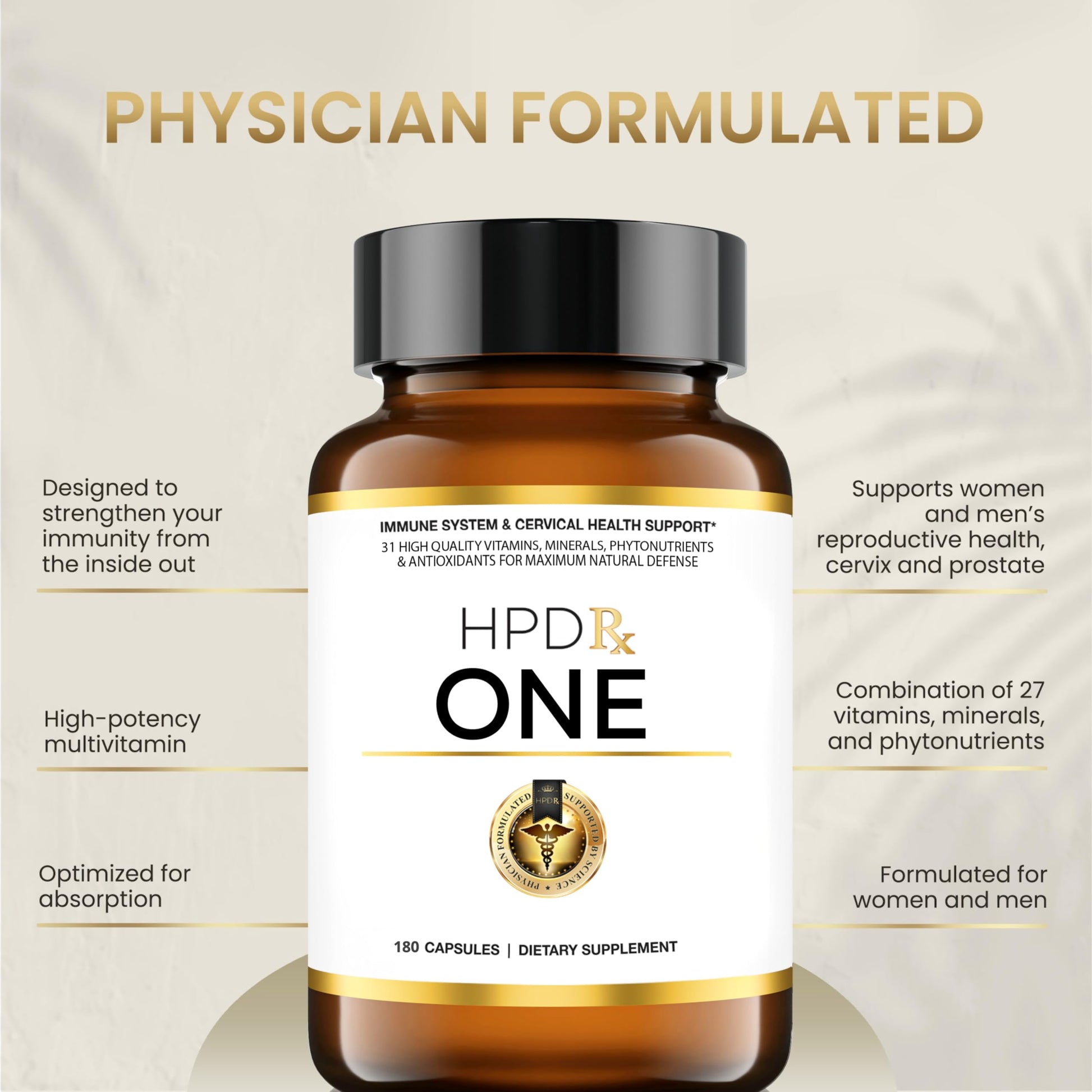 HPD Rx ONE Immunity Boost Multivitamin | HPV Supplements for Women and Men, 2 Pack HPD RxUS supplements